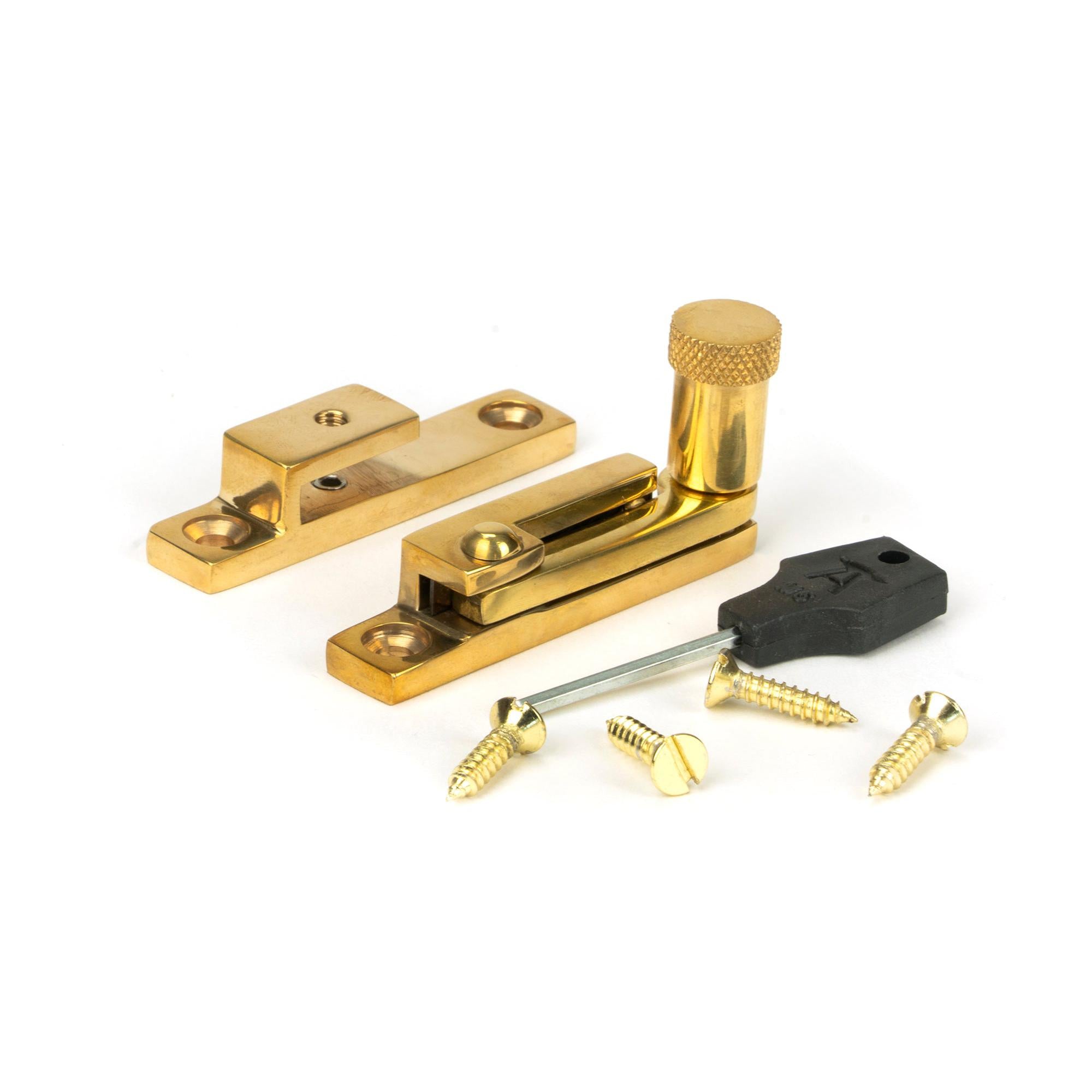 Polished Brass Brompton Quadrant Fastener - Narrow | From The Anvil - Fasteners - From The Anvil - Yester Home