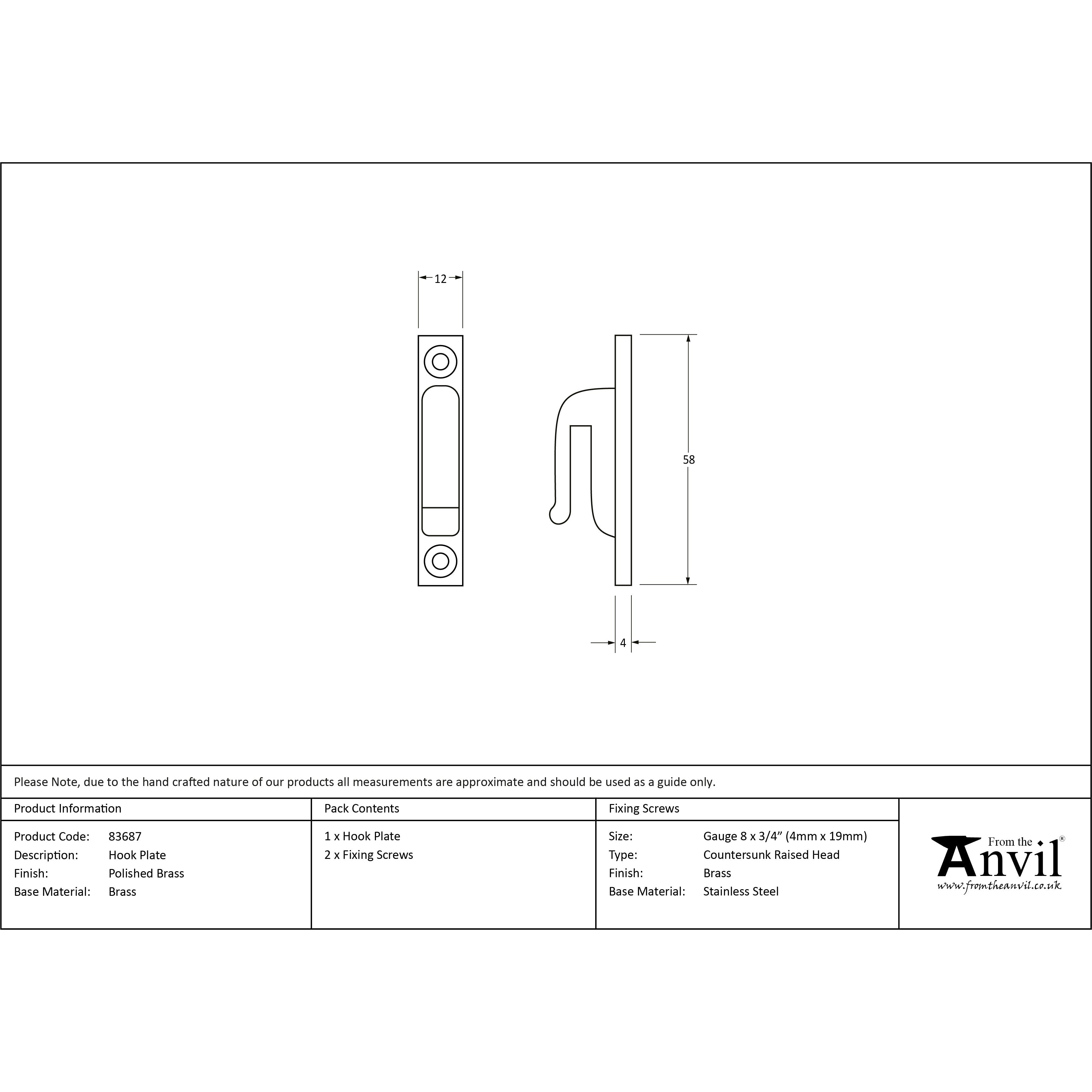 Polished Brass Hook Plate | From The Anvil-Hook Plates-Yester Home
