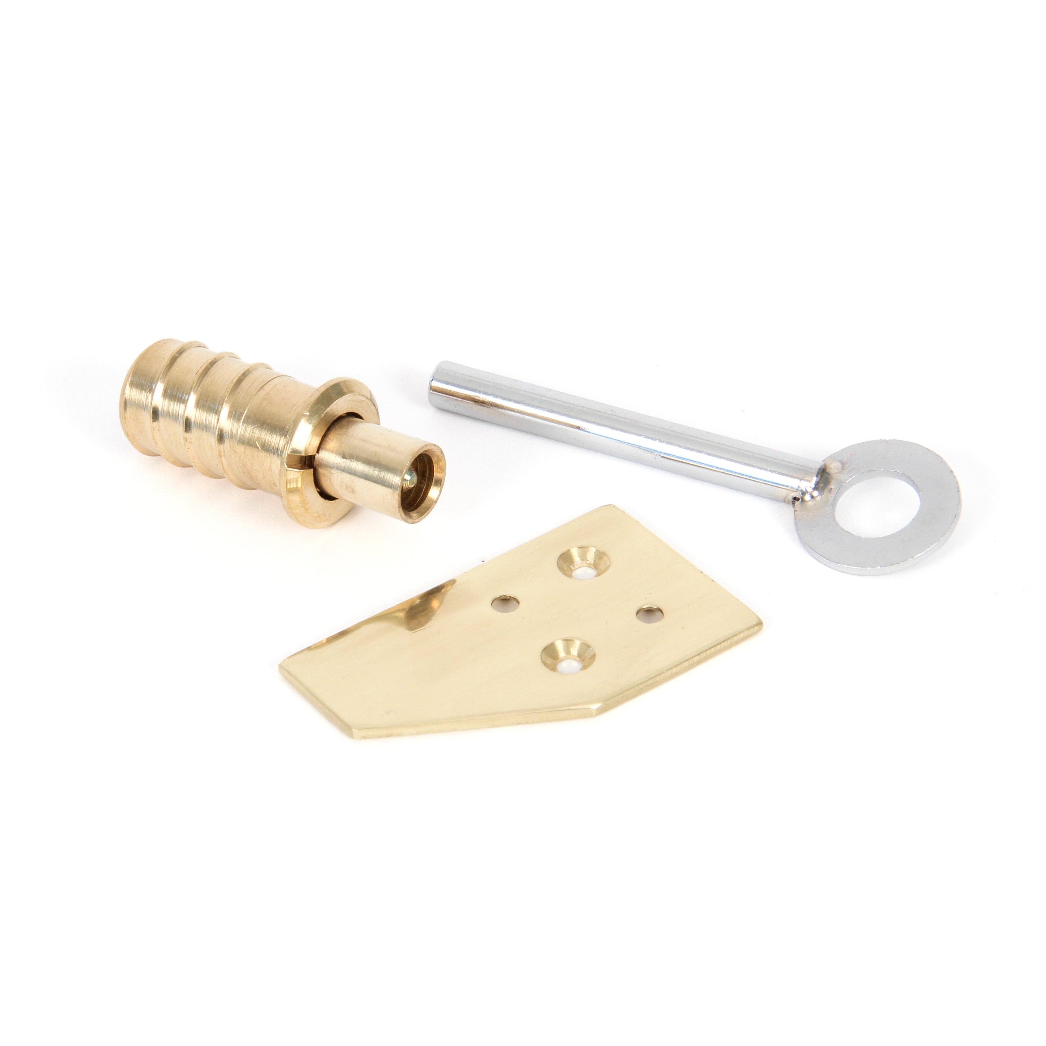 Polished Brass Key-Flush Sash Stop | From The Anvil-Sash Stops-Yester Home