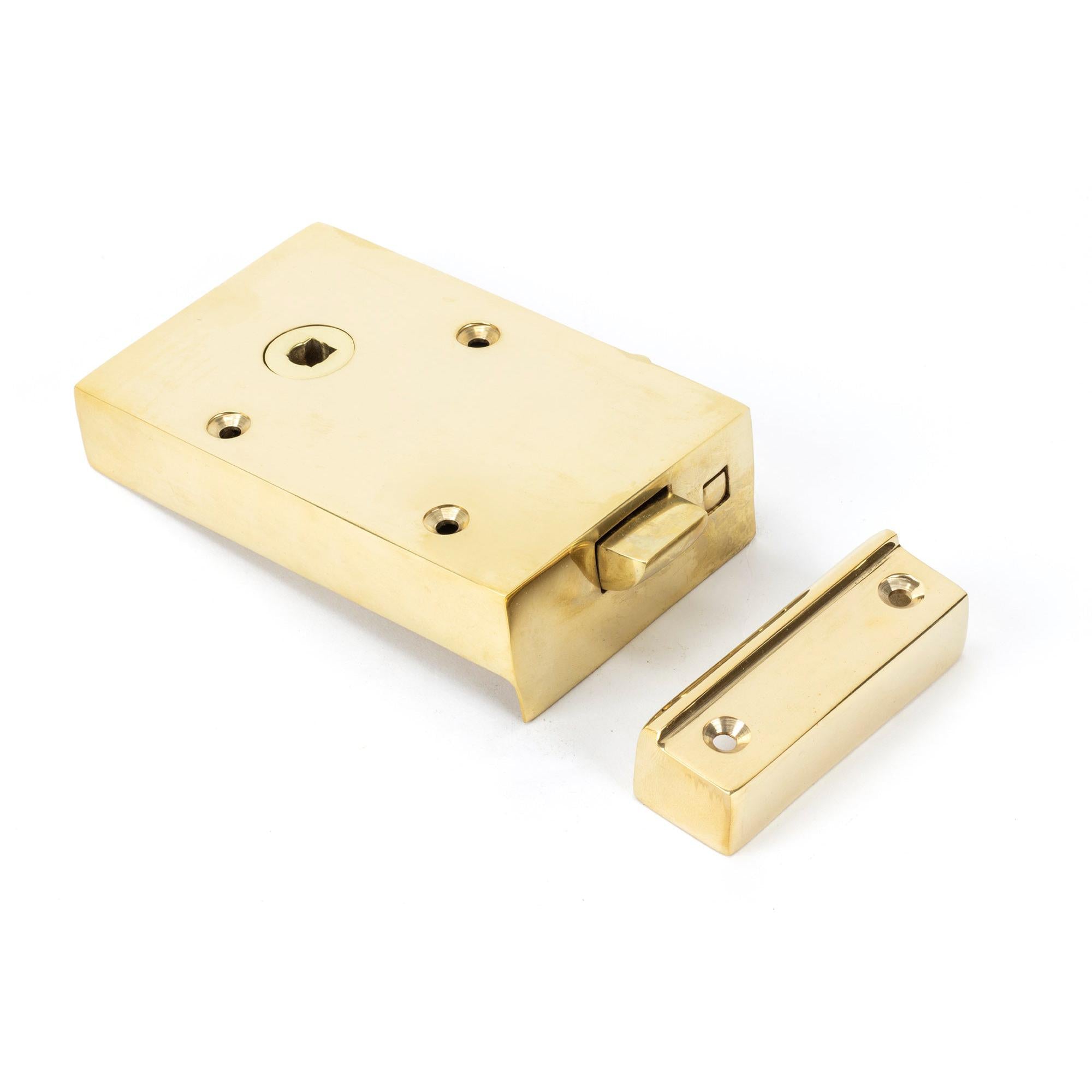Polished Brass Left Hand Bathroom Latch | From The Anvil - Rim Locks & Latches - From The Anvil - Yester Home