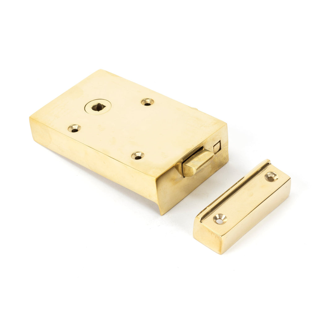 Polished Brass Left Hand Bathroom Latch | From The Anvil-Rim Locks & Latches-Yester Home