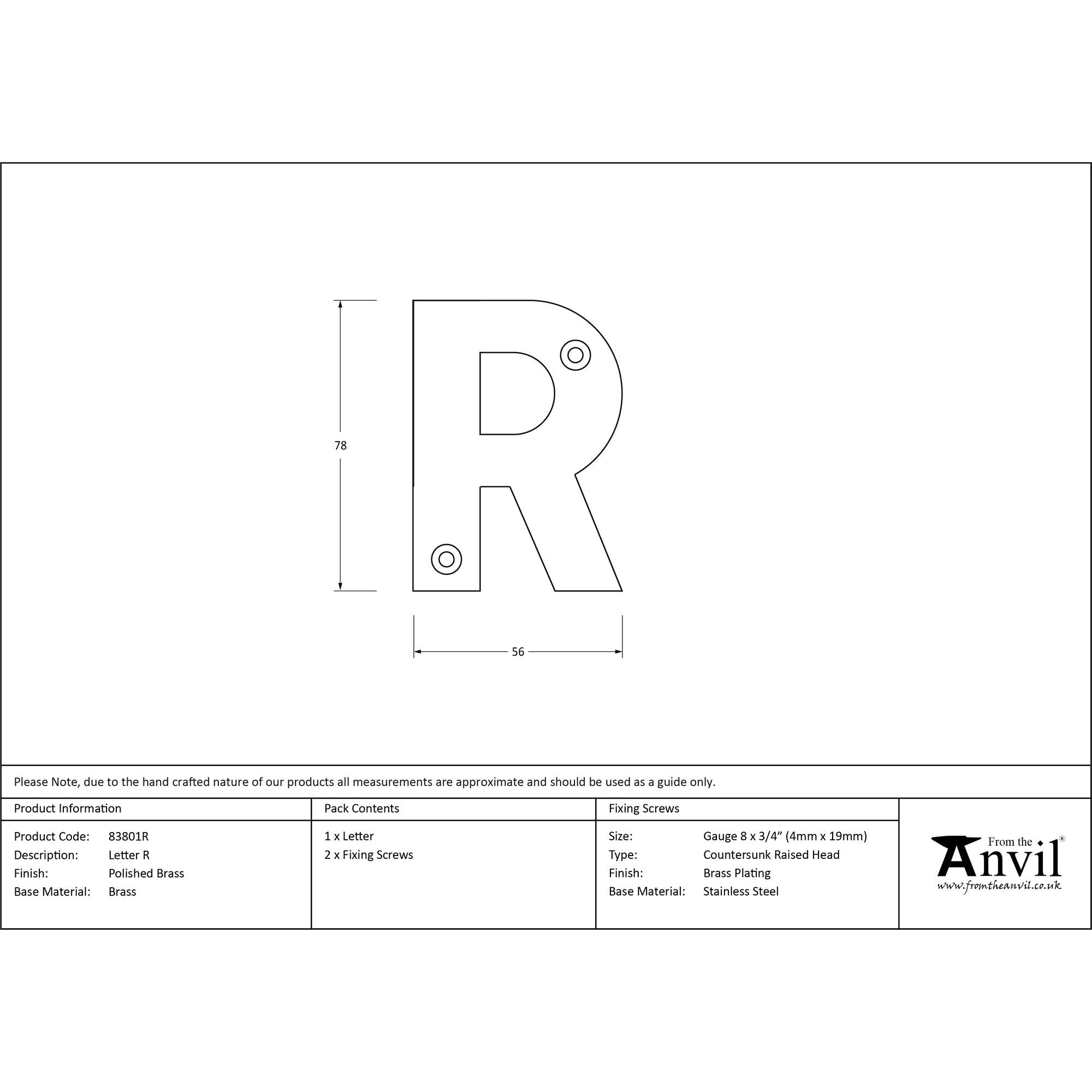 Polished Brass Letter R | From The Anvil - Letters - From The Anvil - Yester Home