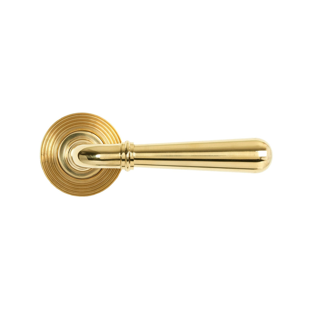Polished Brass Newbury Lever on Rose Set (Beehive) | From The Anvil-Concealed-Yester Home