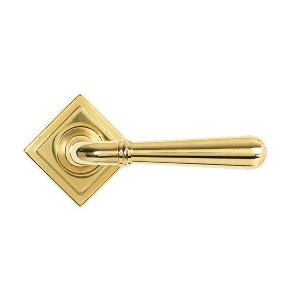 Polished Brass Newbury Lever on Rose Set (Square) - Unsprung | From The Anvil-Concealed-Yester Home