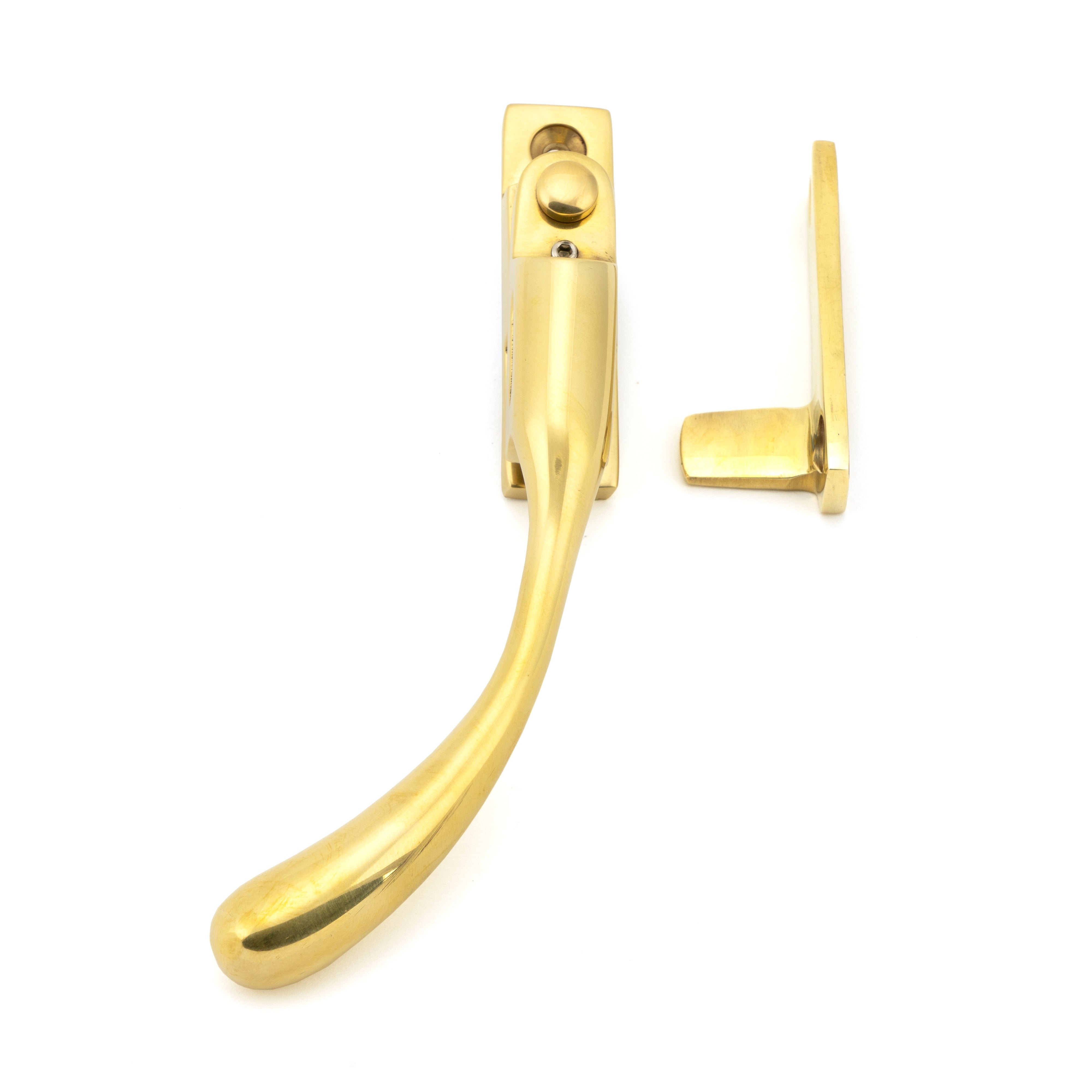 Polished Brass Night-Vent Locking Peardrop Fastener - LH | From The Anvil-Night-Vent Fasteners-Yester Home