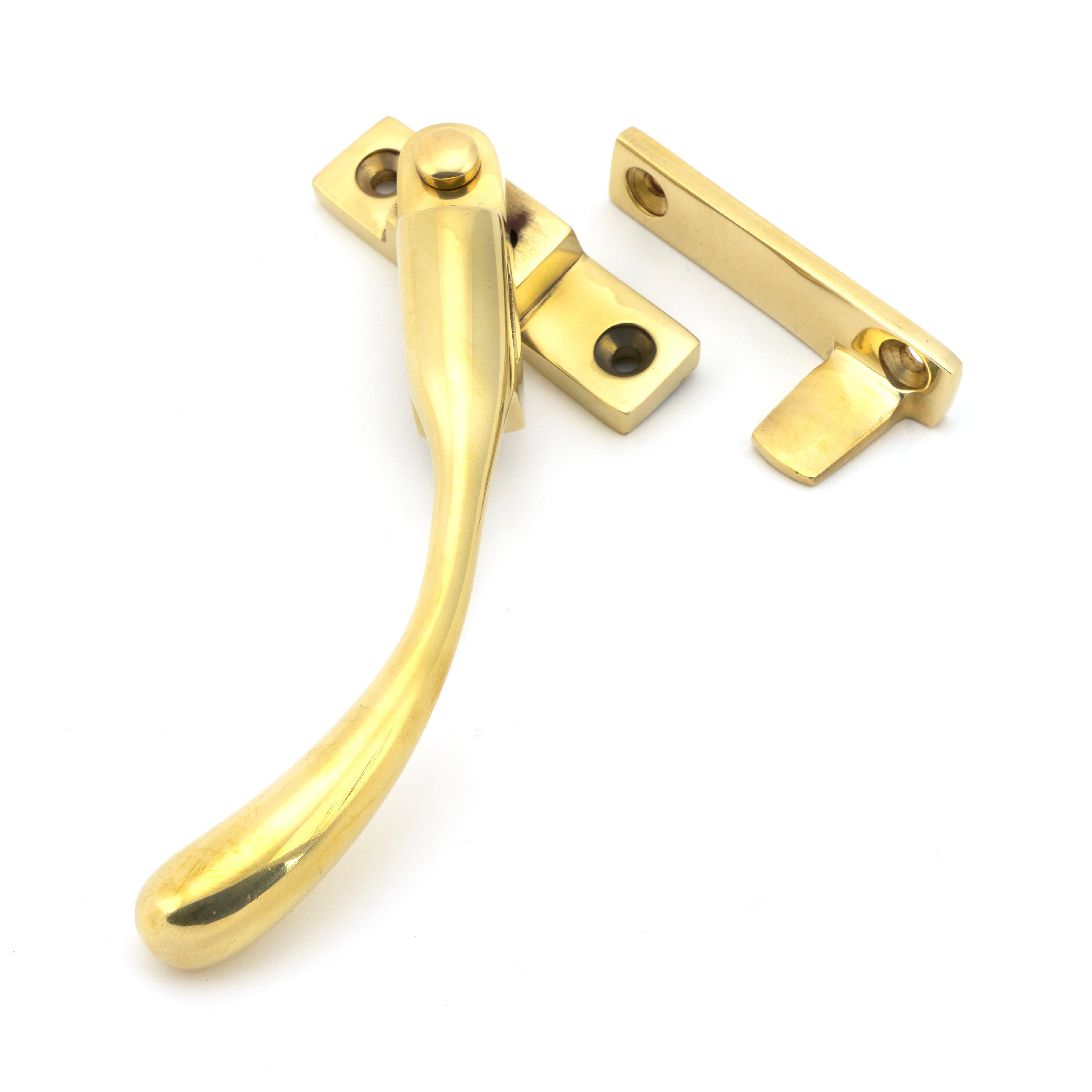Polished Brass Night-Vent Locking Peardrop Fastener - LH | From The Anvil-Night-Vent Fasteners-Yester Home