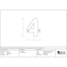 Polished Brass Numeral 4 | From The Anvil - Numerals - From The Anvil - Yester Home