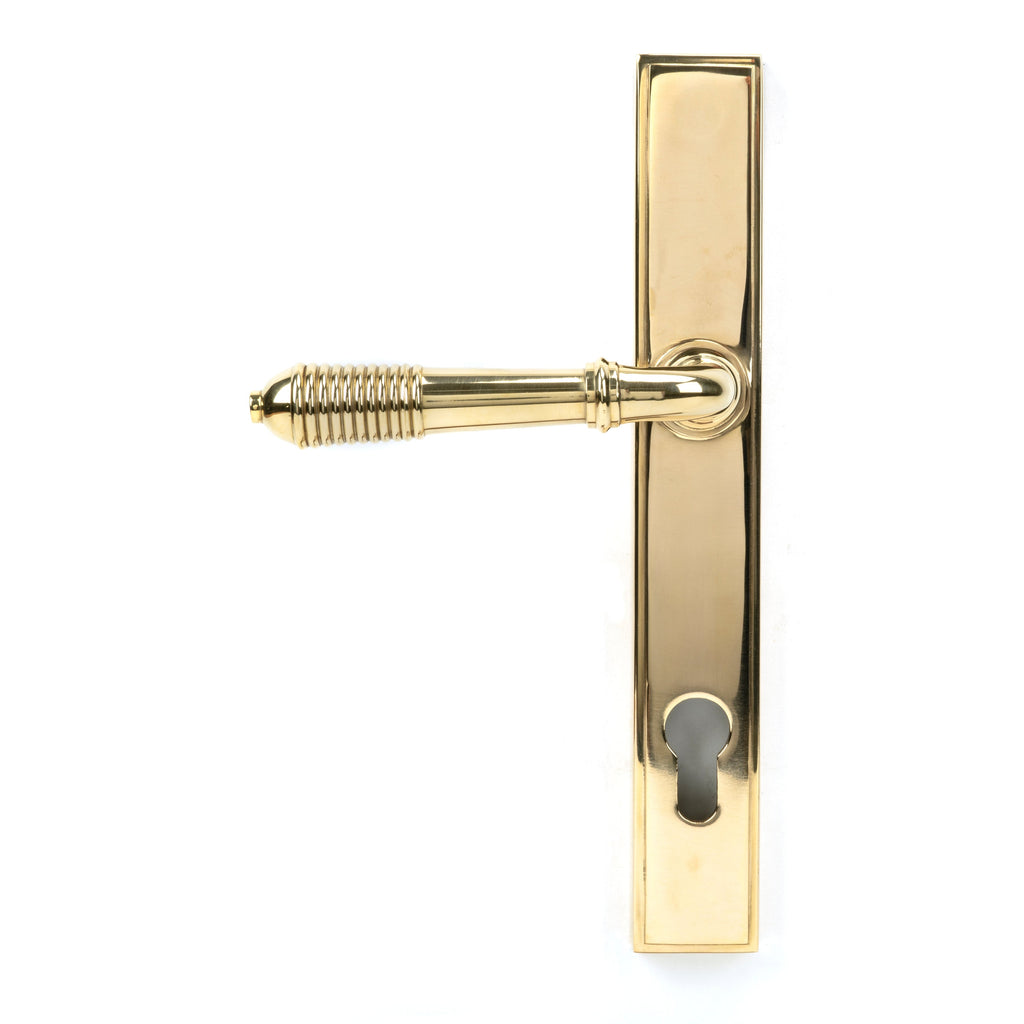 Polished Brass Reeded Slimline Lever Espag. Lock Set | From The Anvil-Espagnolette-Yester Home