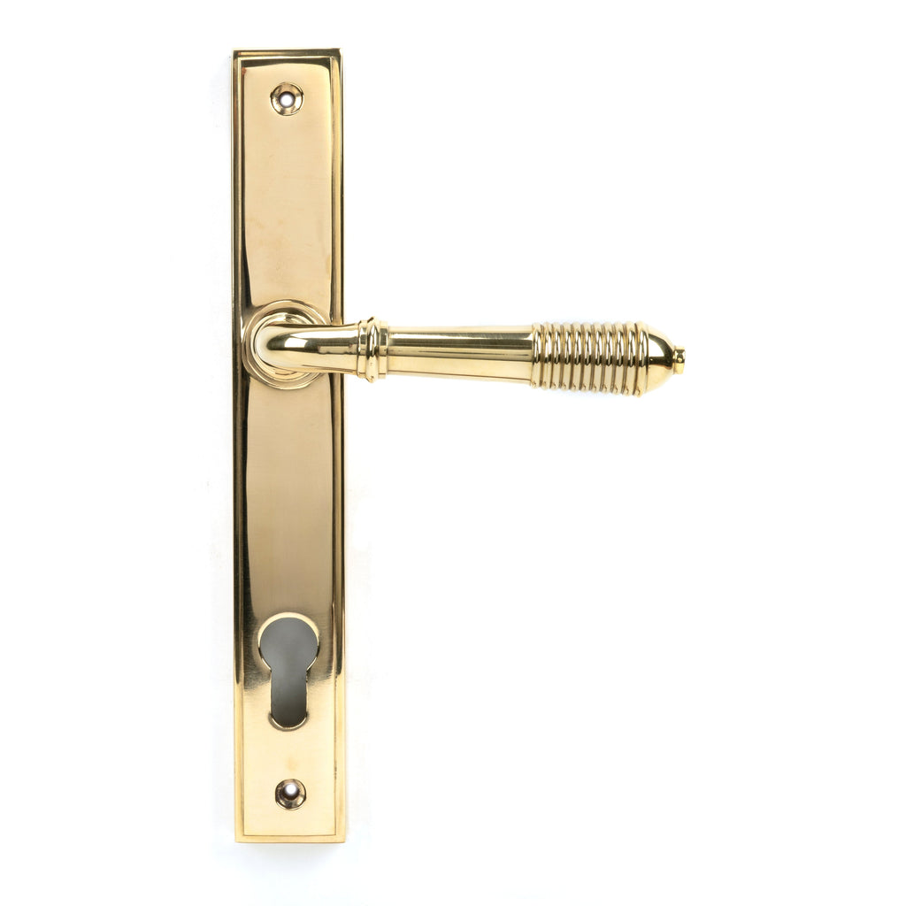 Polished Brass Reeded Slimline Lever Espag. Lock Set | From The Anvil-Espagnolette-Yester Home