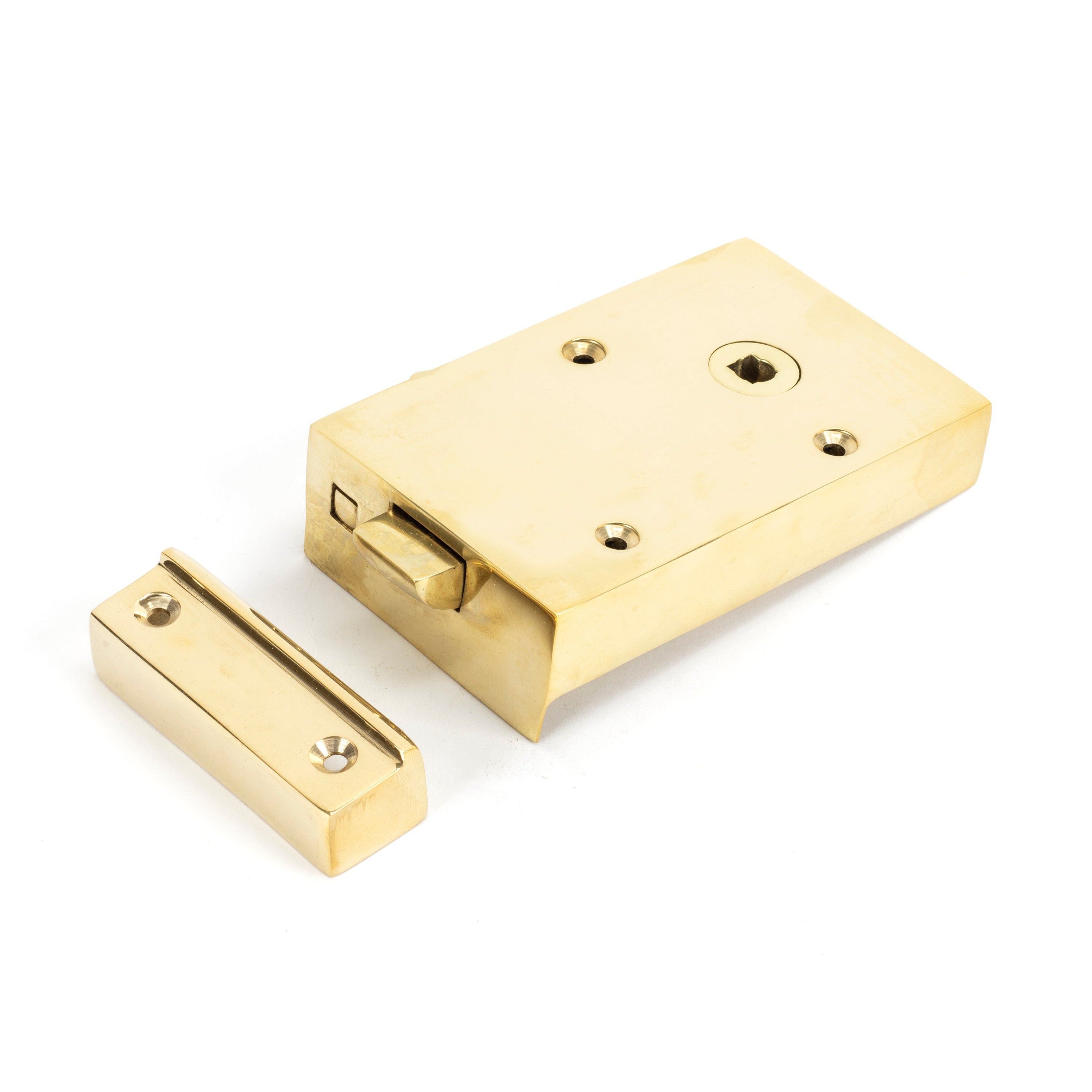 Polished Brass Right Hand Bathroom Latch | From The Anvil-Rim Locks & Latches-Yester Home