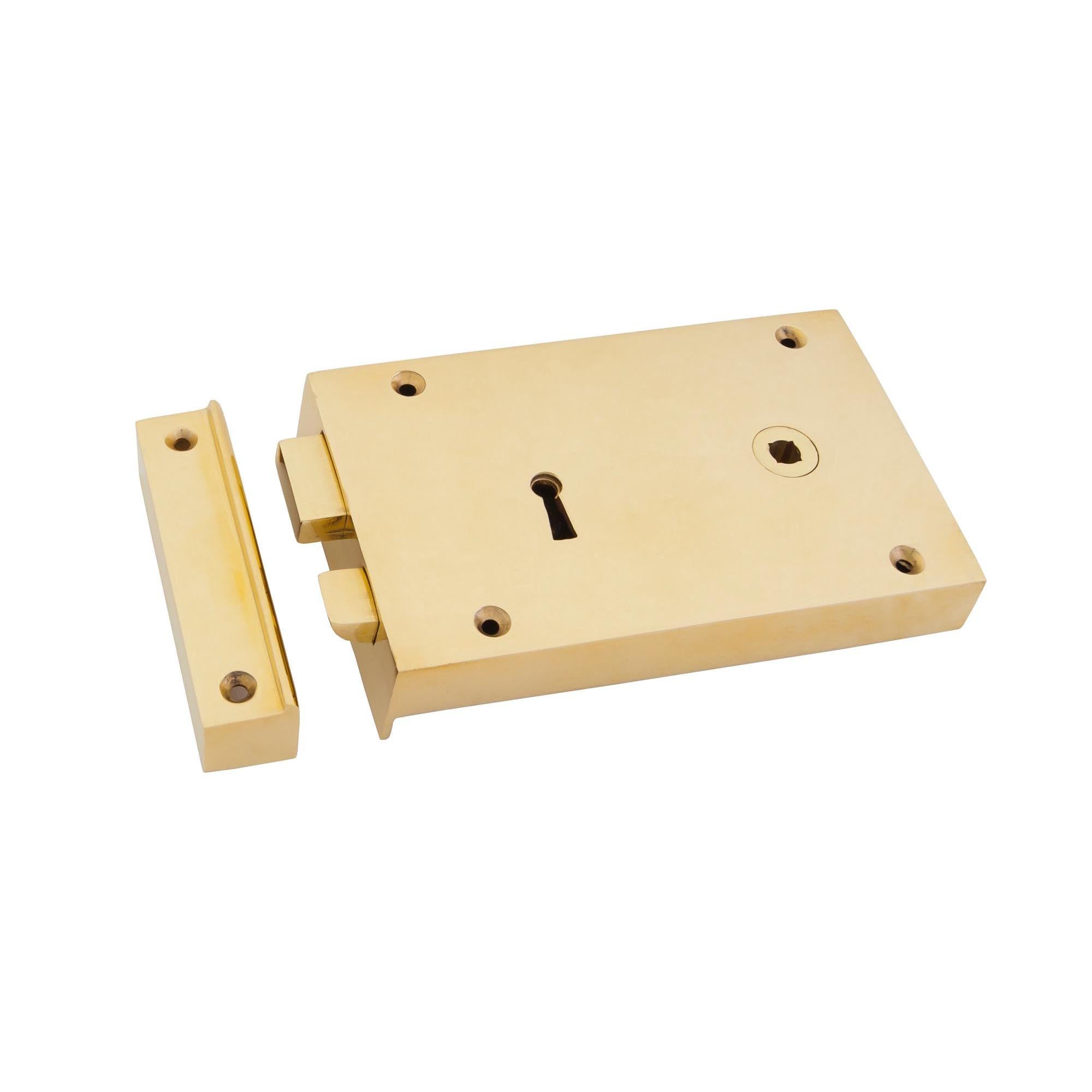 Polished Brass Right Hand Rim Lock - Large | From The Anvil - Rim Locks & Latches - From The Anvil - Yester Home