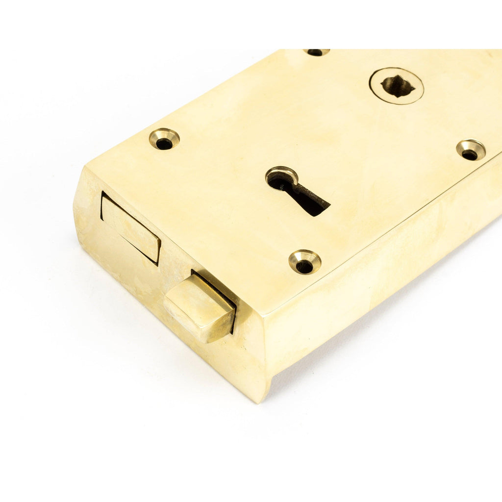 Polished Brass Right Hand Rim Lock - Small | From The Anvil-Rim Locks & Latches-Yester Home
