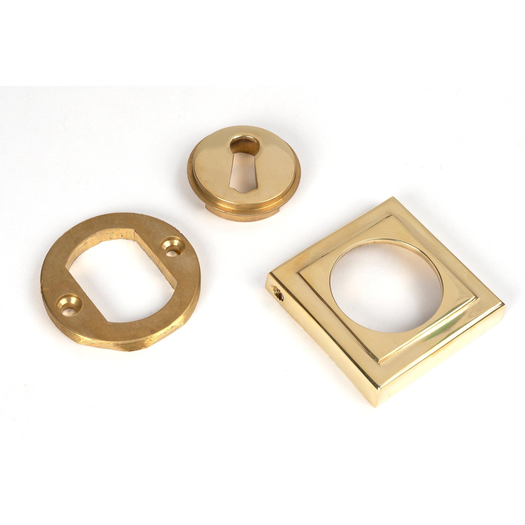 Polished Brass Round Escutcheon (Square) | From The Anvil-Escutcheons-Yester Home