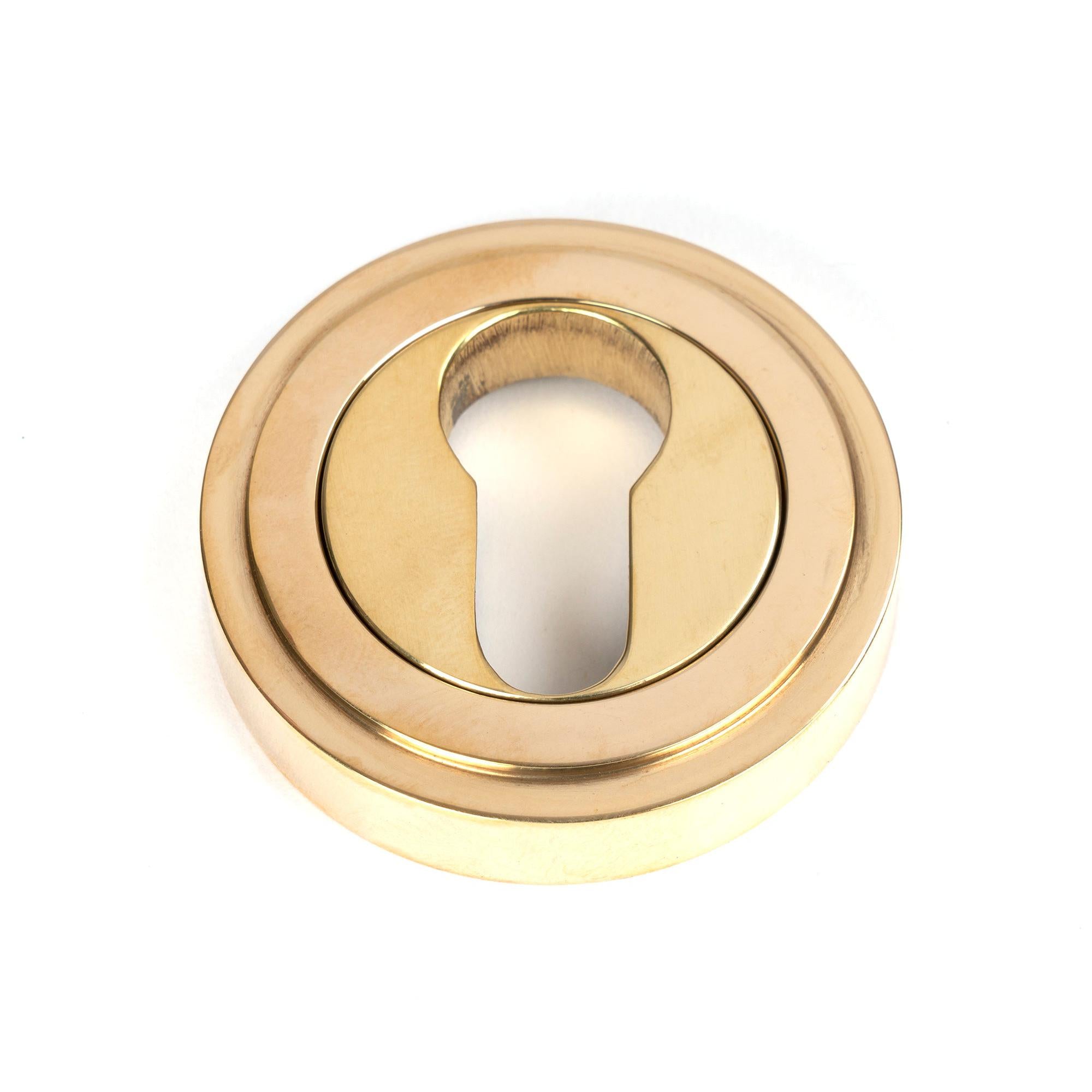 Polished Brass Round Euro Escutcheon (Art Deco) | From The Anvil - Euro Escutcheons - From The Anvil - Yester Home
