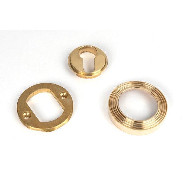 Polished Brass Round Euro Escutcheon (Beehive) | From The Anvil-Euro Escutcheons-Yester Home
