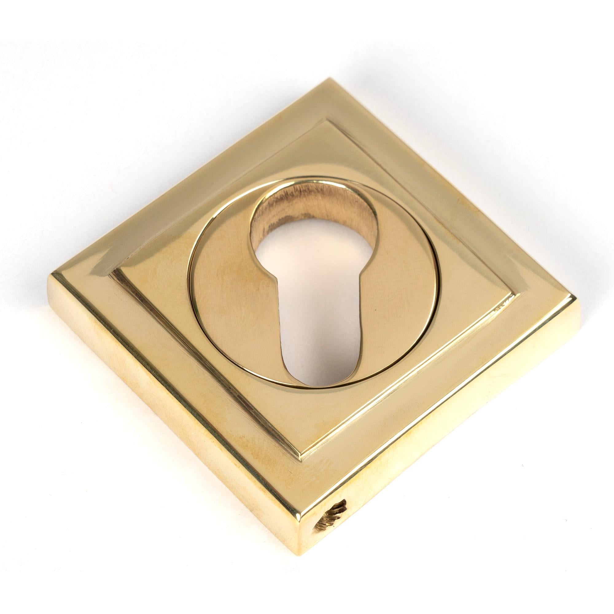 Polished Brass Round Euro Escutcheon (Square) | From The Anvil - Euro Escutcheons - From The Anvil - Yester Home