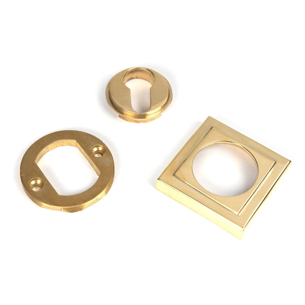 Polished Brass Round Euro Escutcheon (Square) | From The Anvil