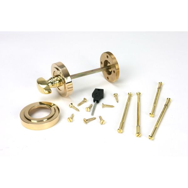 Polished Brass Round Thumbturn Set (Art Deco) | From The Anvil-Thumbturns-Yester Home