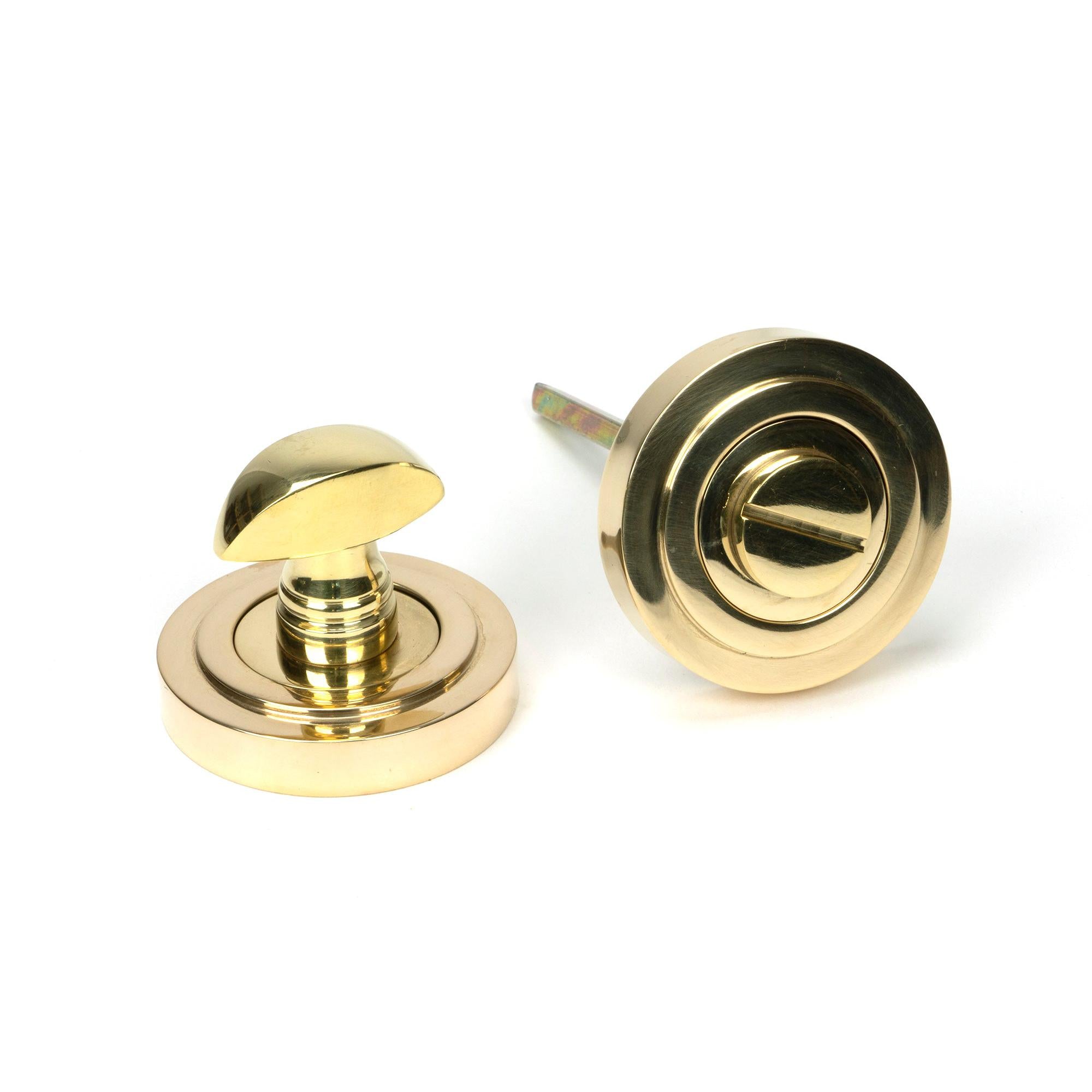 Polished Brass Round Thumbturn Set (Art Deco) | From The Anvil - Thumbturns - From The Anvil - Yester Home