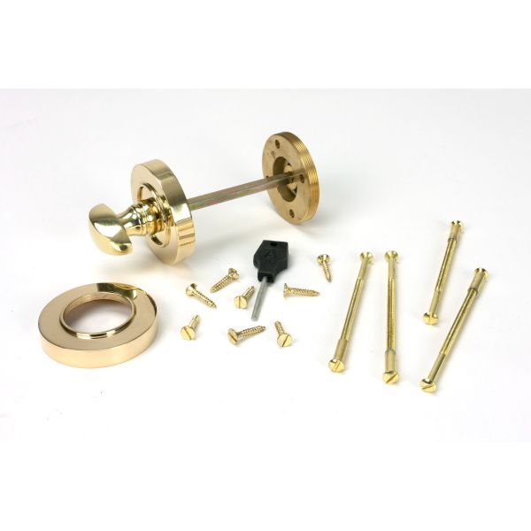 Polished Brass Round Thumbturn Set (Plain) | From The Anvil-Thumbturns-Yester Home