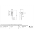 Polished Brass Slim Monkeytail Espag - RH | From The Anvil - Espag. Fasteners - From The Anvil - Yester Home