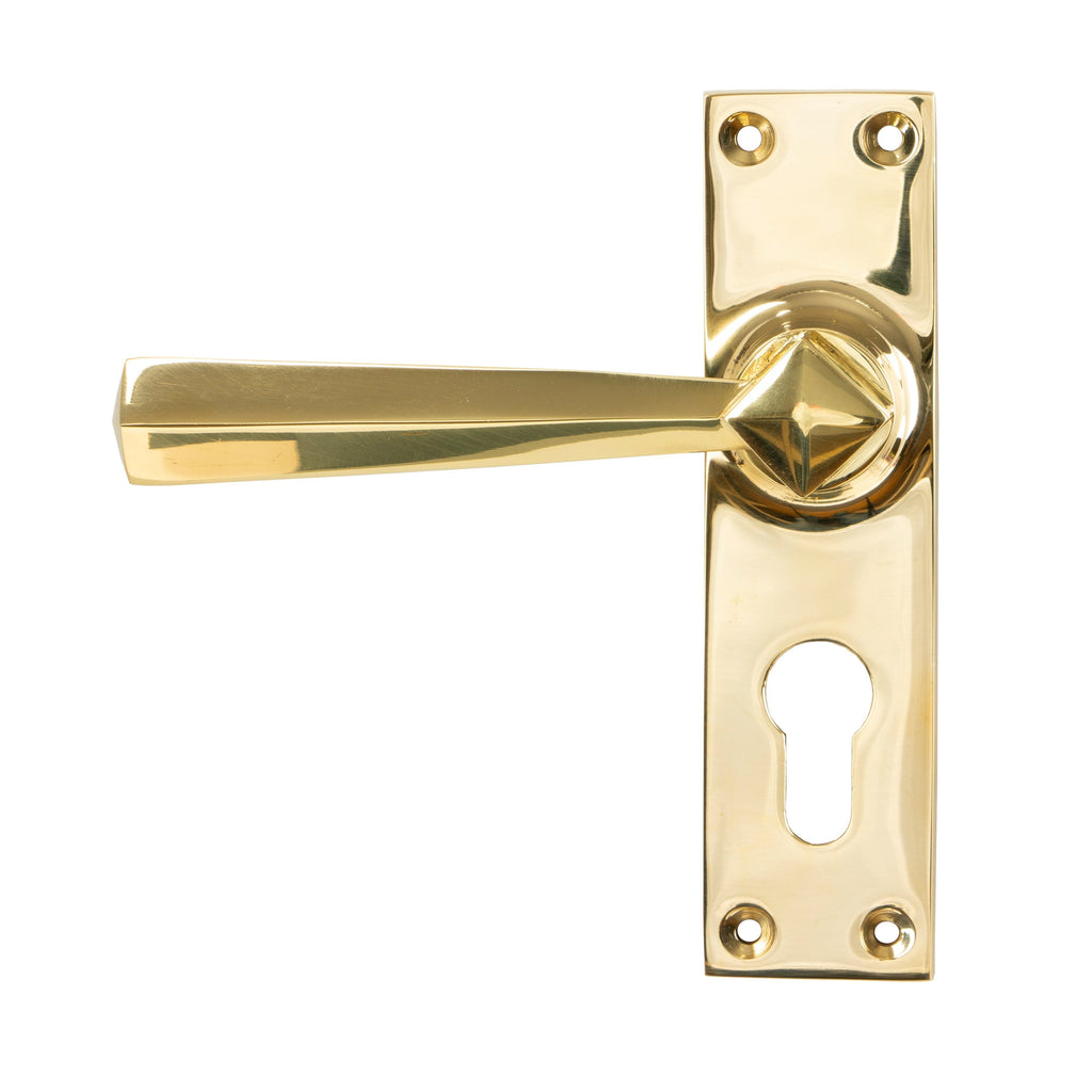 Polished Brass Straight Lever Euro Lock Set | From The Anvil