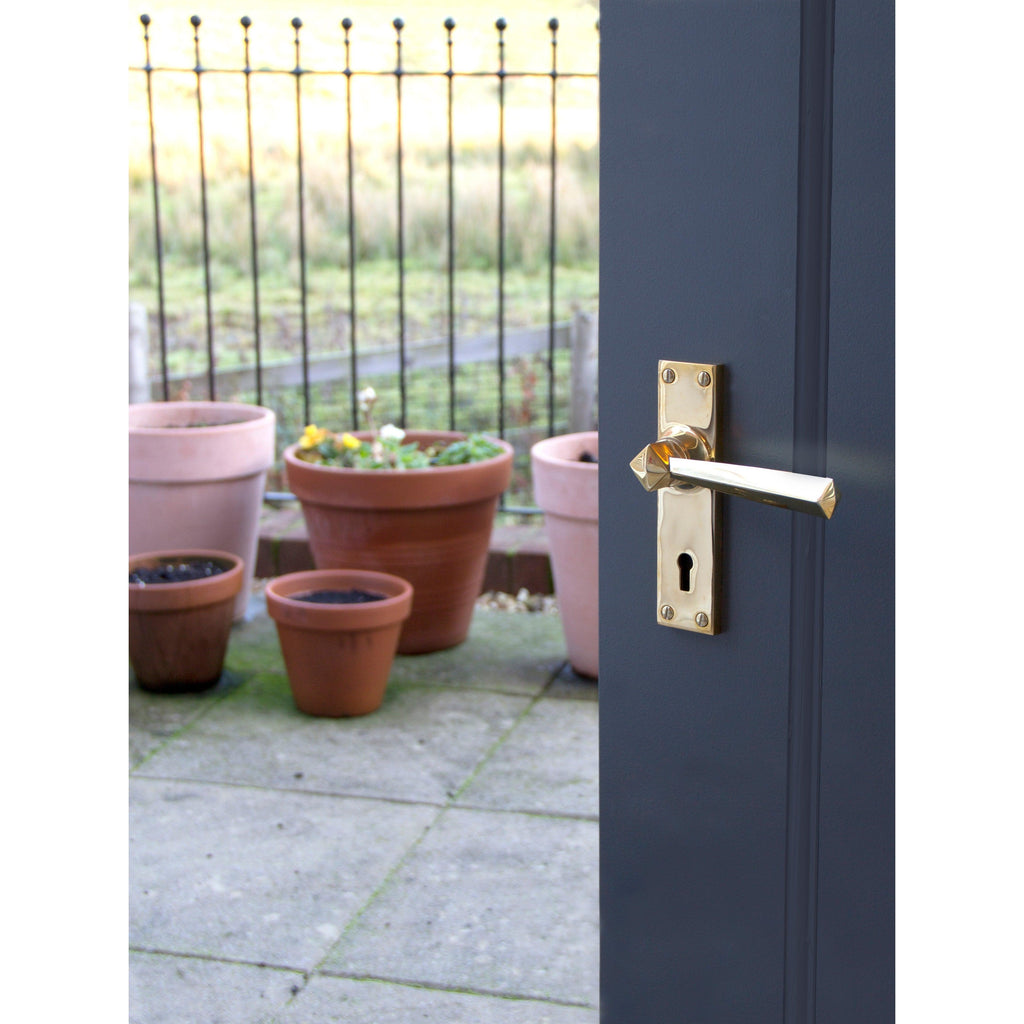 Polished Brass Straight Lever Lock Set | From The Anvil-Lever Lock-Yester Home