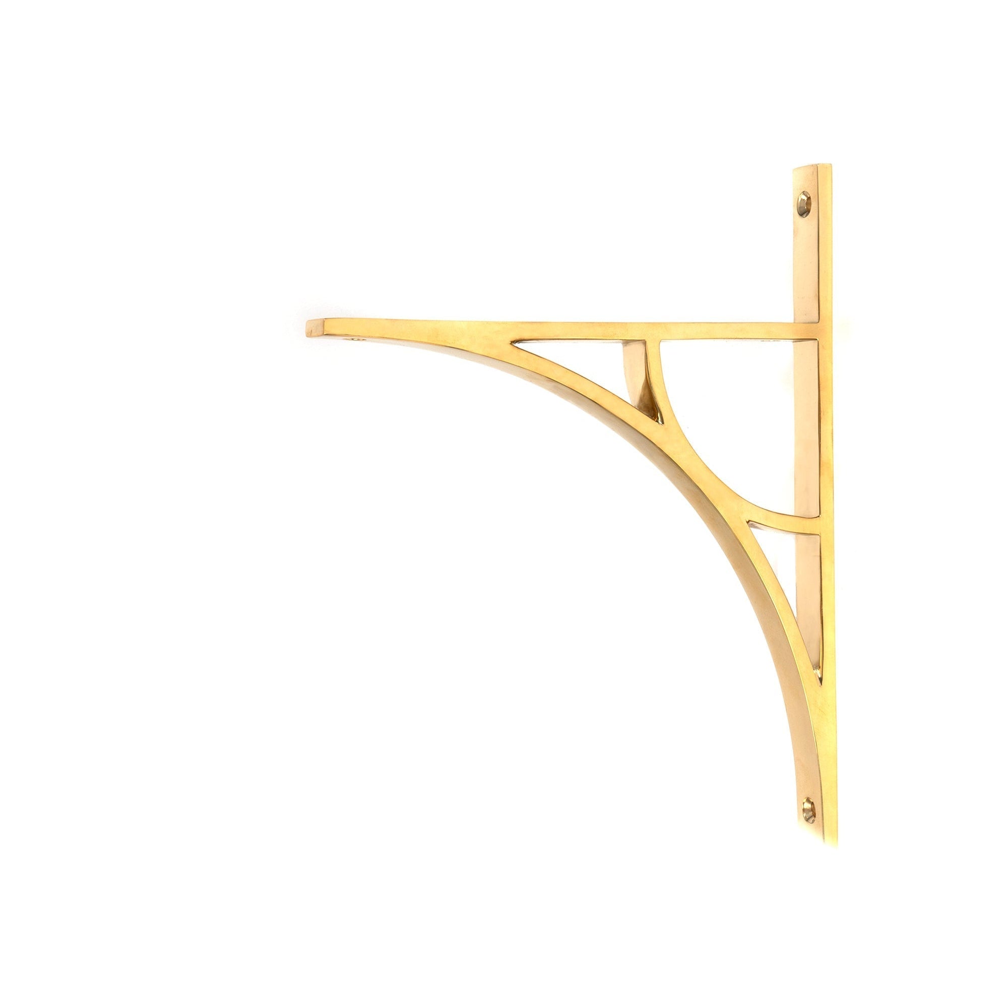 Polished Brass Tyne Shelf Bracket (260mm x 200mm) | From The Anvil-Shelf Brackets-Yester Home