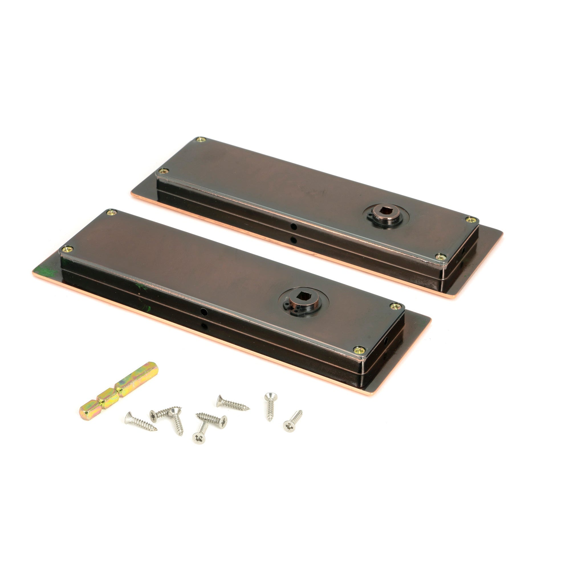 Polished Bronze 175mm Art Deco Rectangular Pull -Privacy Set | From The Anvil-Cabinet Pulls-Yester Home