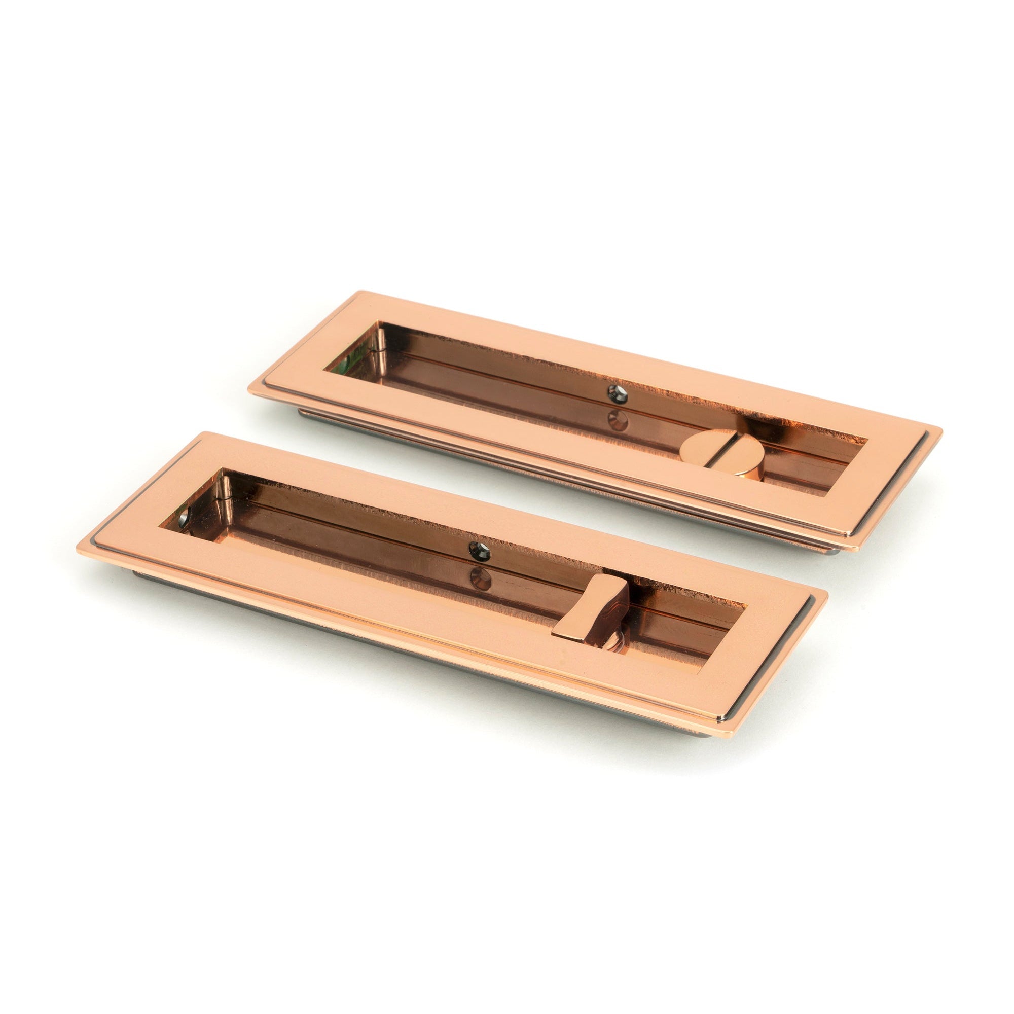 Polished Bronze 175mm Art Deco Rectangular Pull -Privacy Set | From The Anvil-Cabinet Pulls-Yester Home