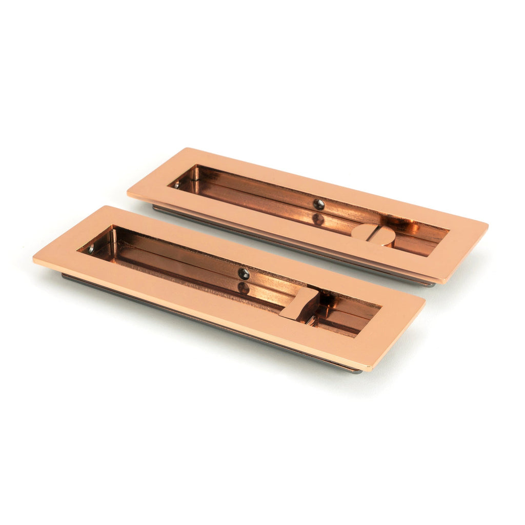 Polished Bronze 175mm Plain Rectangular Pull - Privacy Set | From The Anvil-Cabinet Pulls-Yester Home