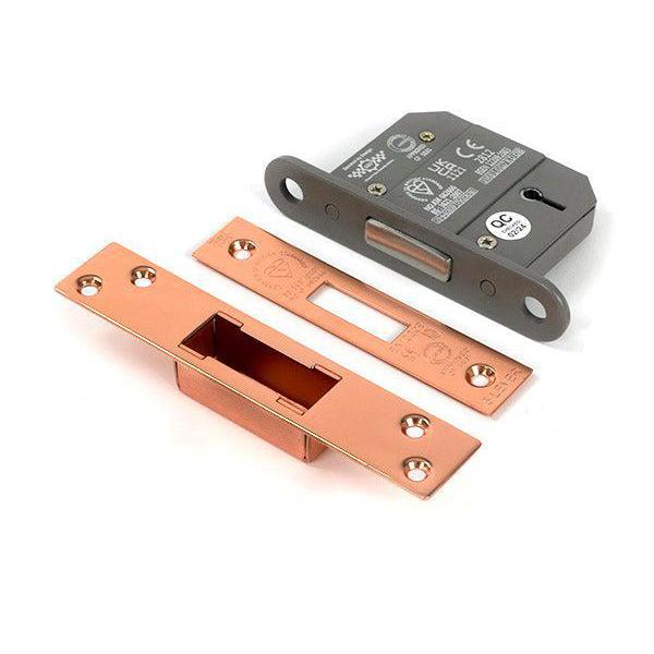 Polished Bronze 2½" 5 Lever BS Dead Lock - Deadlocks & Deadbolts - From The Anvil - Yester Home