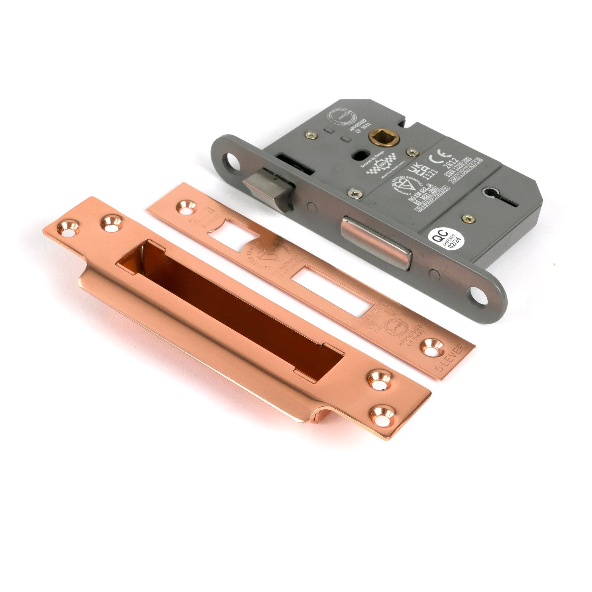 Polished Bronze 3" 5 Lever BS Sash Lock - Sash Locks - From The Anvil - Yester Home
