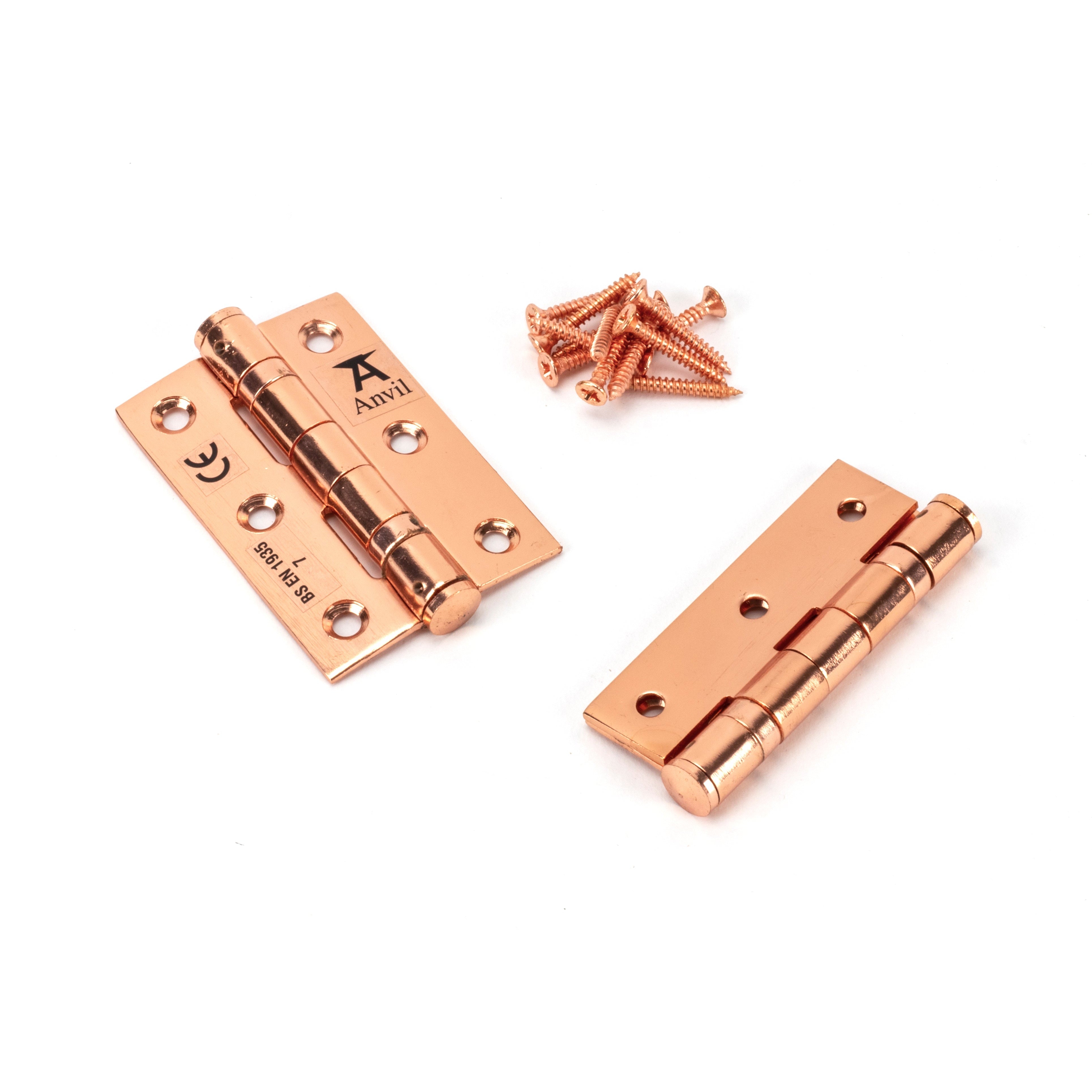 Polished Bronze 3" Ball Bearing Butt Hinge (pair) ss | From The Anvil-Butt Hinges-Yester Home