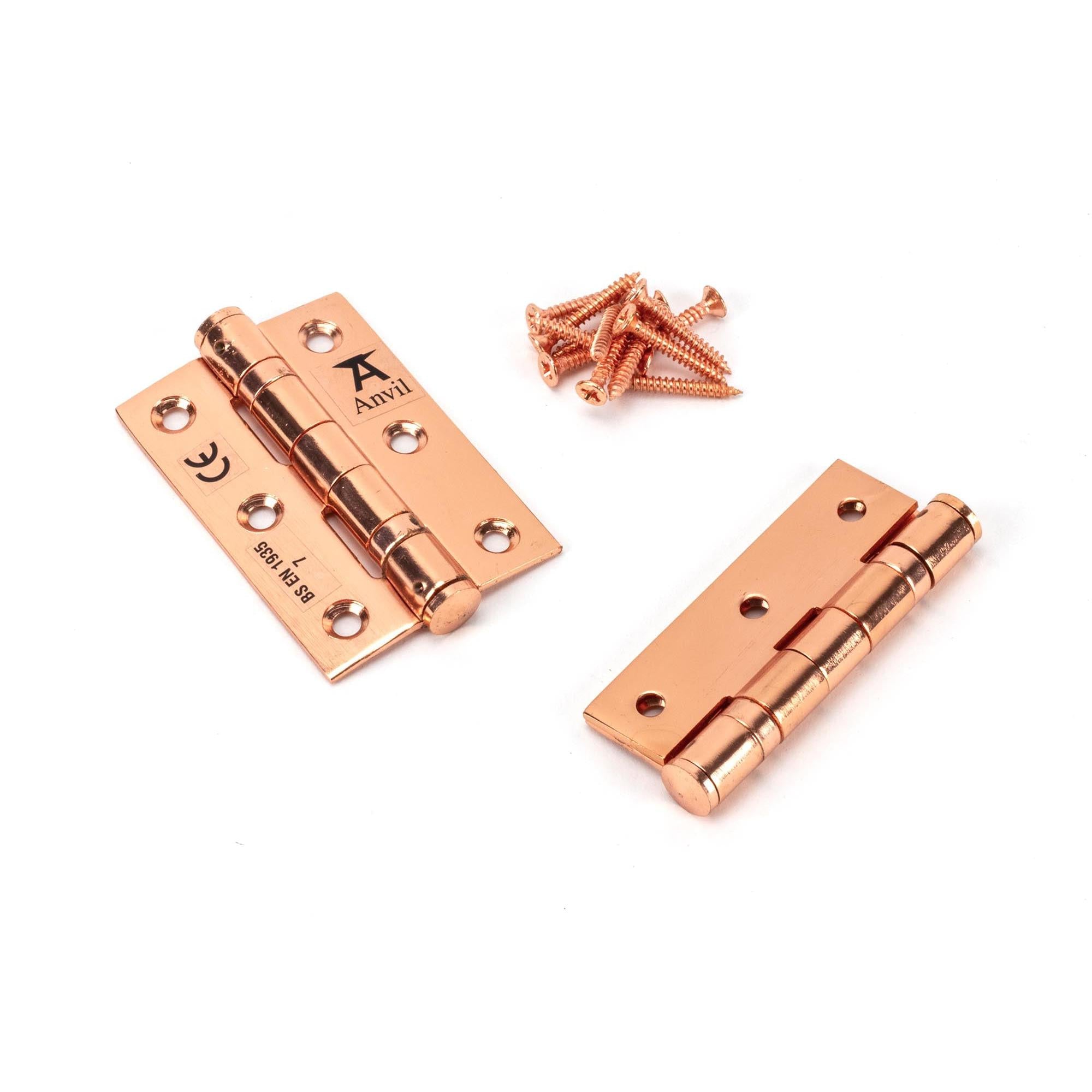 Polished Bronze 3" Ball Bearing Butt Hinge (pair) ss | From The Anvil - Butt Hinges - From The Anvil - Yester Home