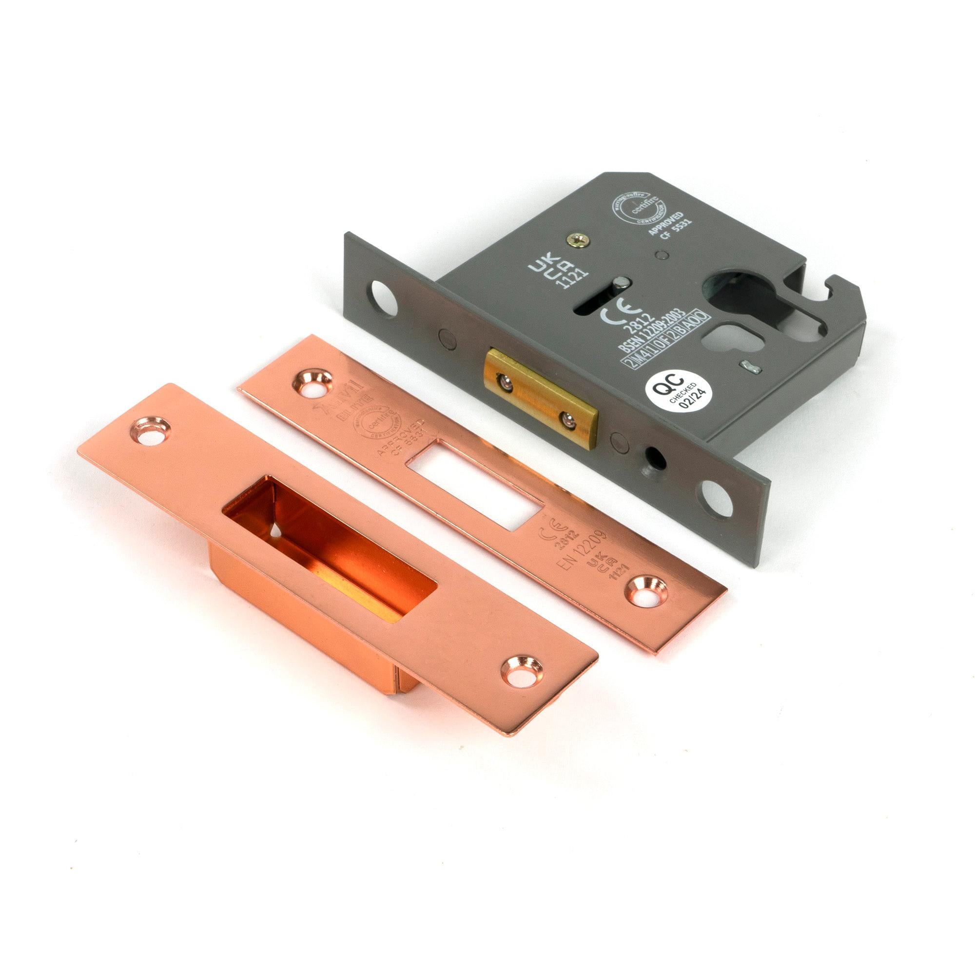 Polished Bronze 3" Euro Profile Dead Lock - Deadlocks & Deadbolts - From The Anvil - Yester Home