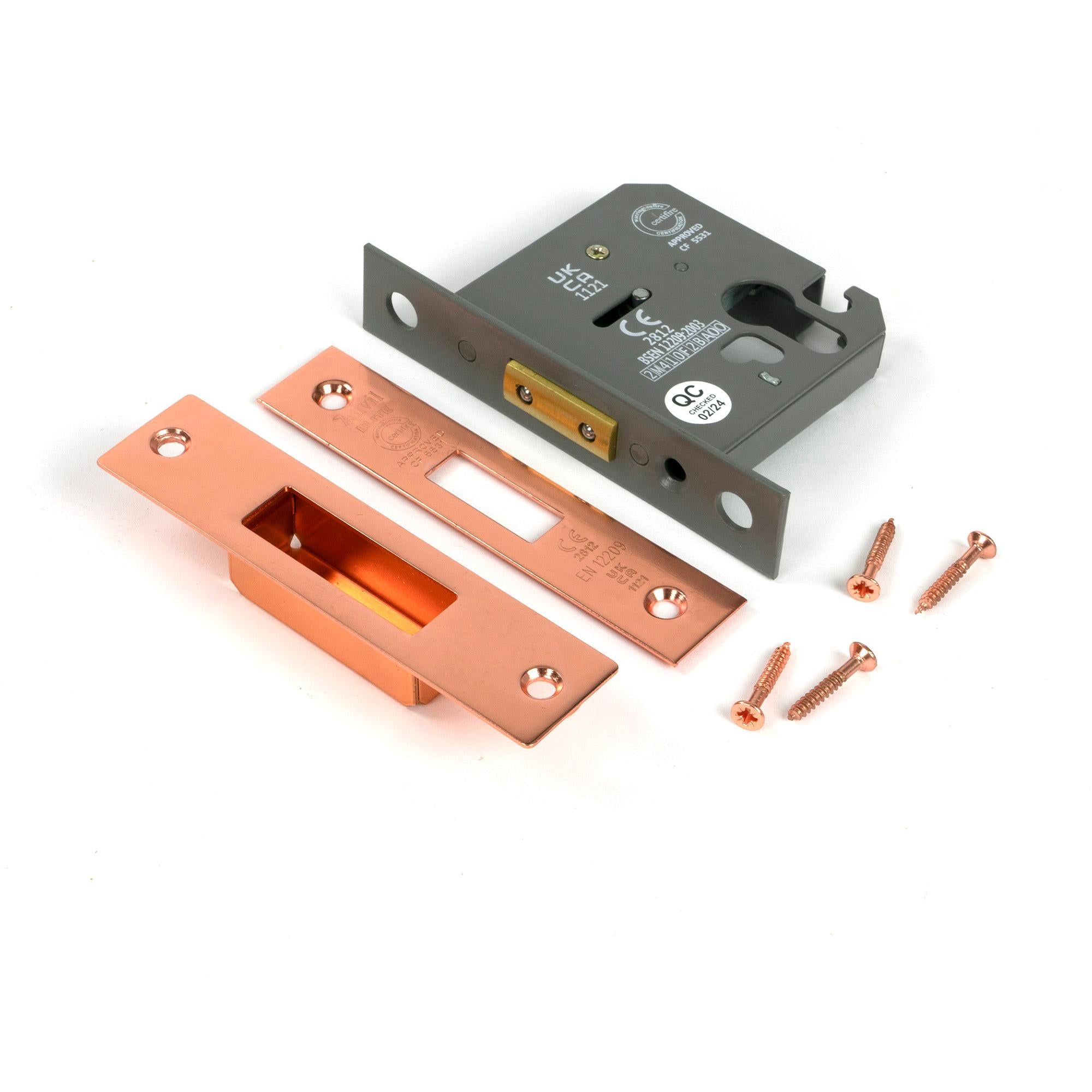 Polished Bronze 3" Euro Profile Dead Lock - Deadlocks & Deadbolts - From The Anvil - Yester Home