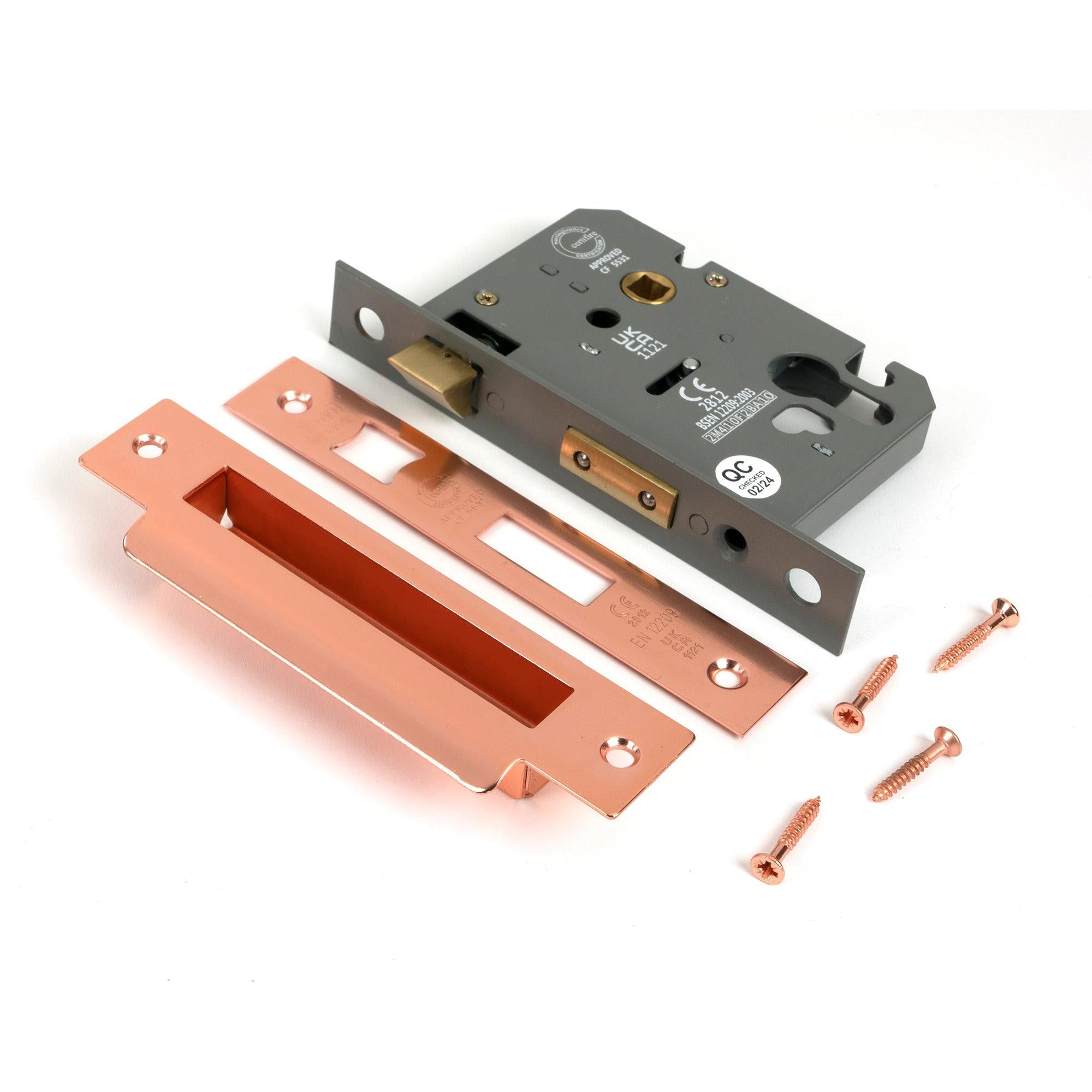 Polished Bronze 3" Euro Profile Sash Lock - Euro Locks - From The Anvil - Yester Home