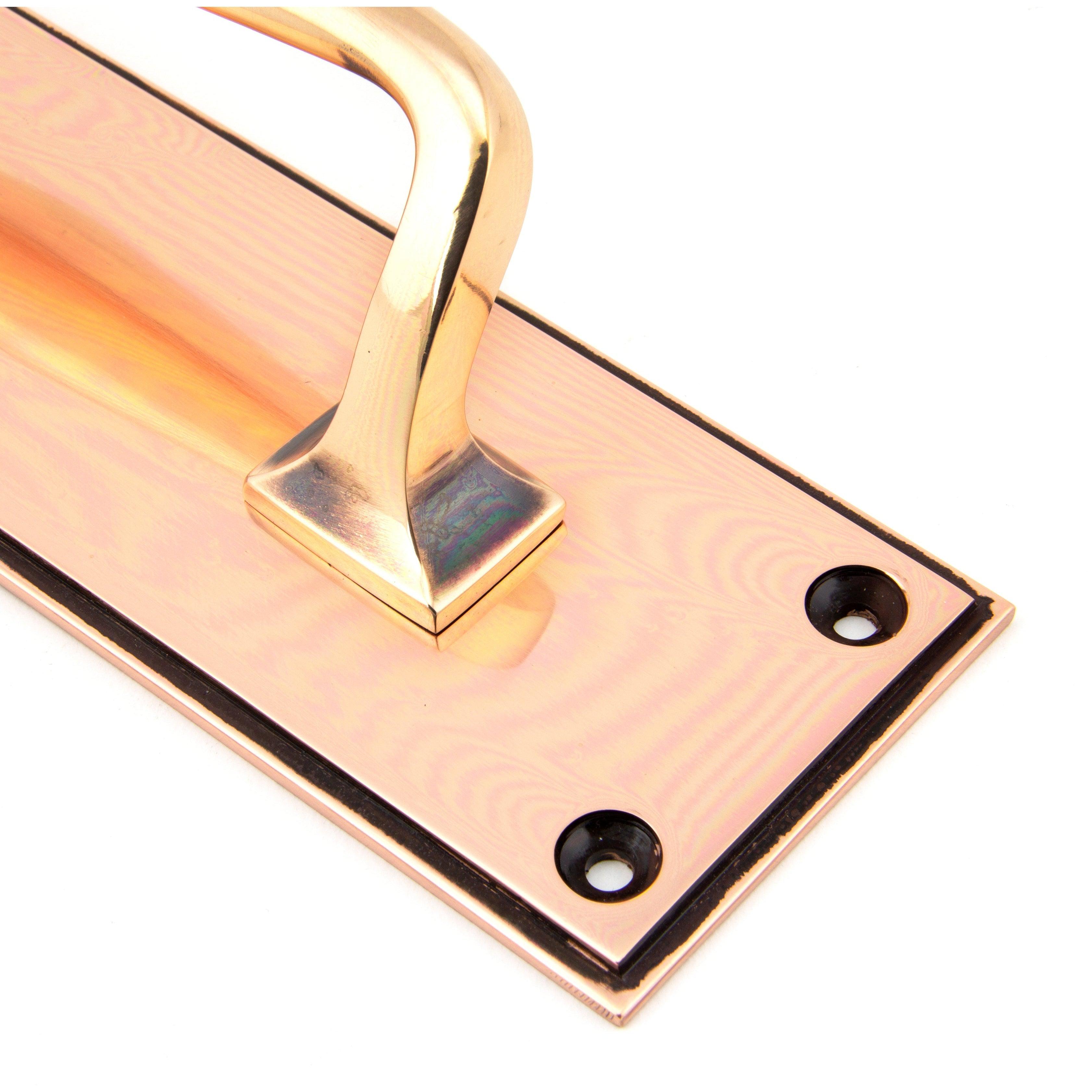 Polished Bronze 300mm Art Deco Pull Handle on Backplate | From The Anvil-On Backplate-Yester Home