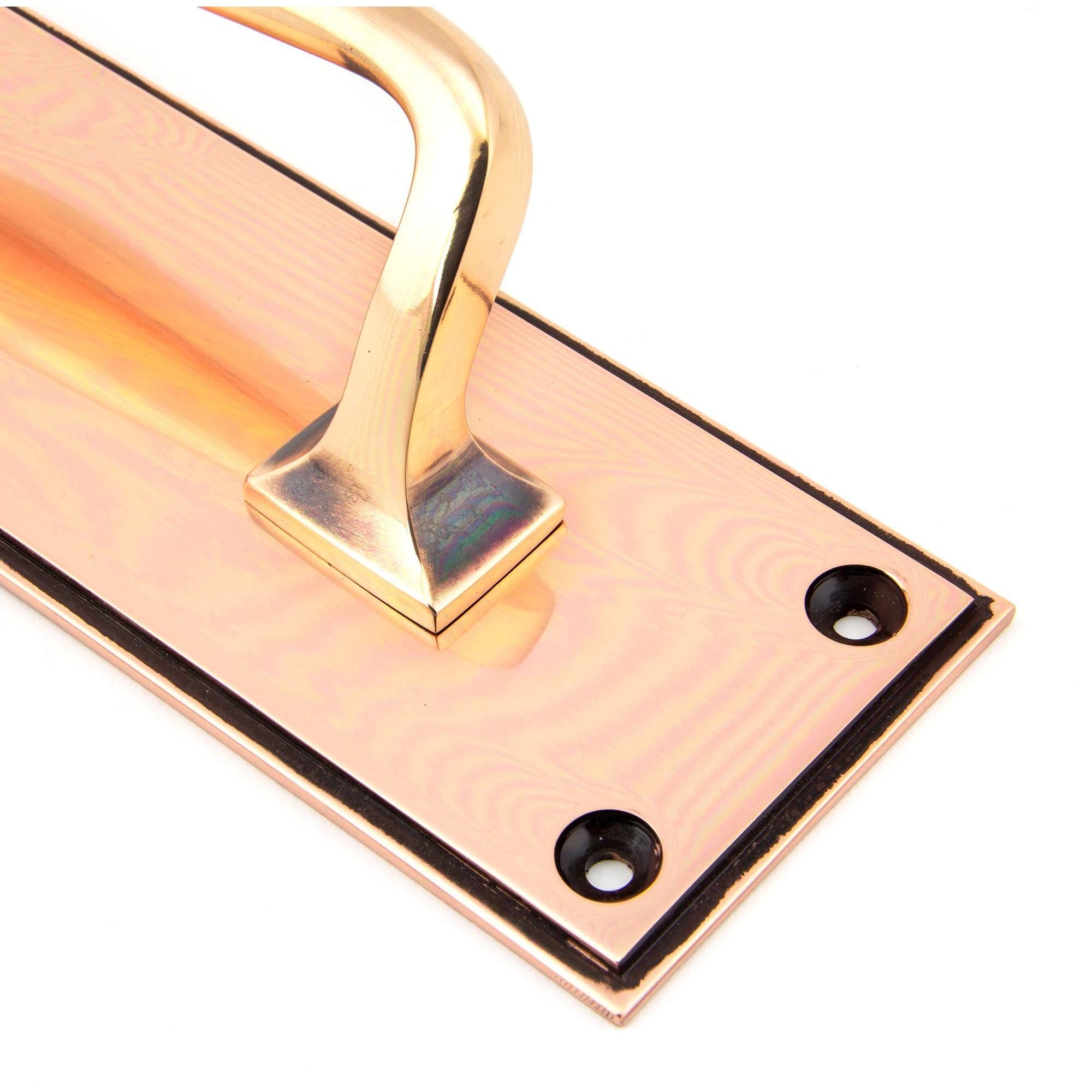 Polished Bronze 300mm Art Deco Pull Handle on Backplate | From The Anvil - On Backplate - From The Anvil - Yester Home