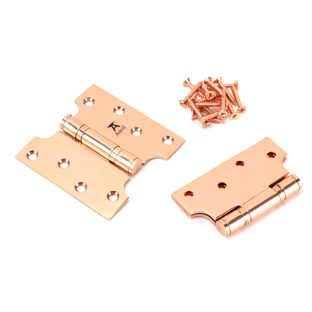 Polished Bronze 4" x 2" x 4" Parliament Hinge (pair) ss | From The Anvil-Parliament Hinges-Yester Home