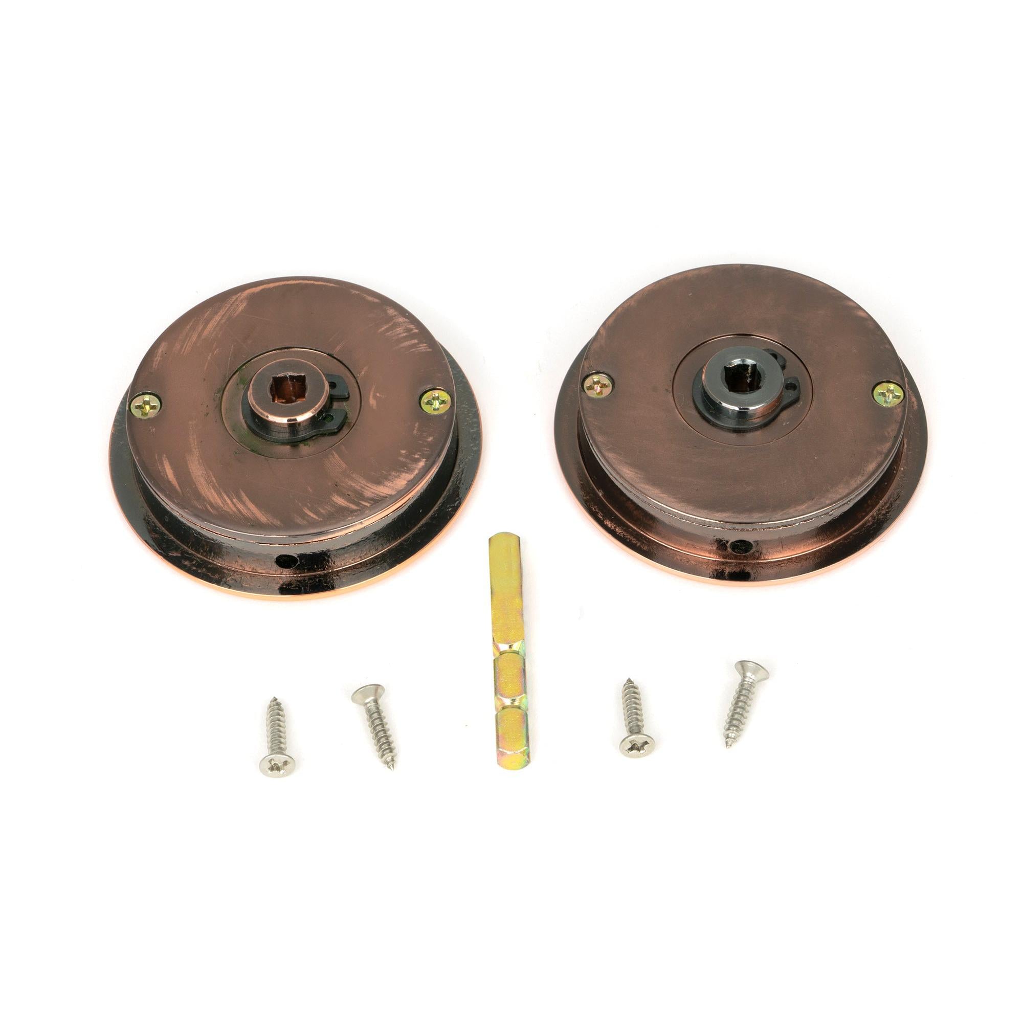 Polished Bronze 60mm Art Deco Round Pull - Privacy Set | From The Anvil - Cabinet Pulls - From The Anvil - Yester Home