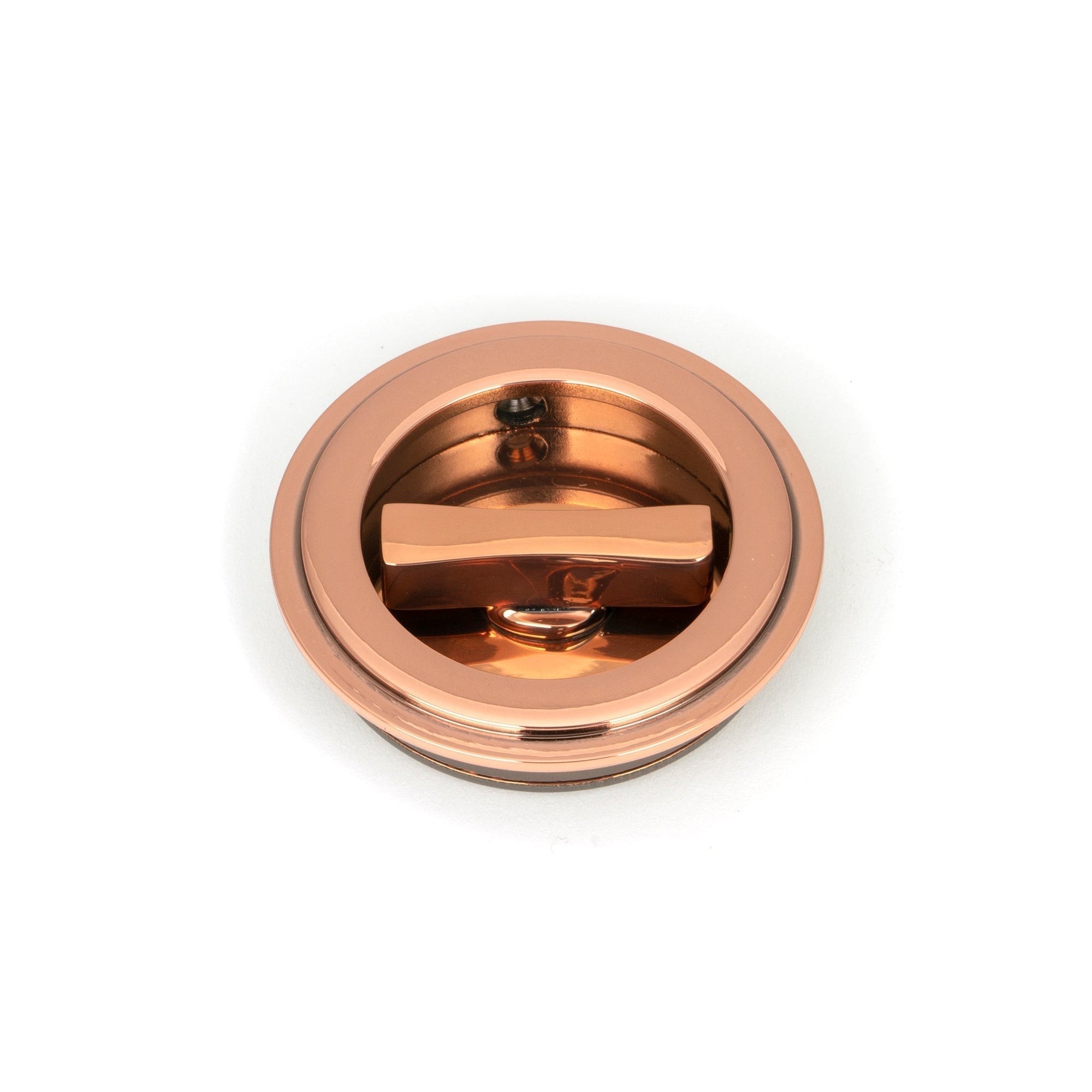 Polished Bronze 60mm Art Deco Round Pull - Privacy Set | From The Anvil-Cabinet Pulls-Yester Home