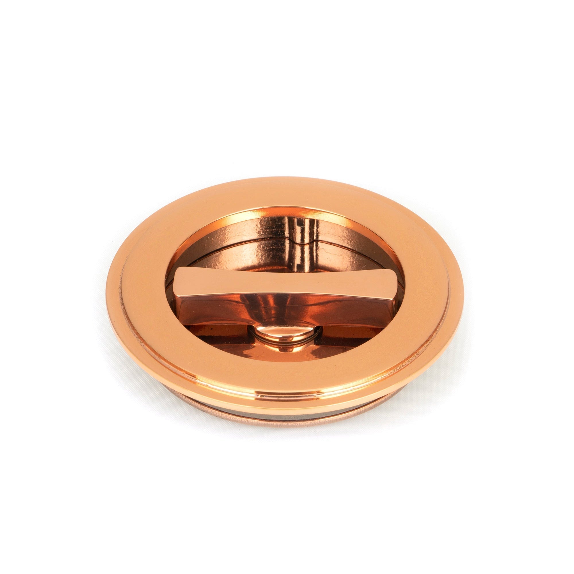 Polished Bronze 75mm Art Deco Round Pull - Privacy Set | From The Anvil-Cabinet Pulls-Yester Home
