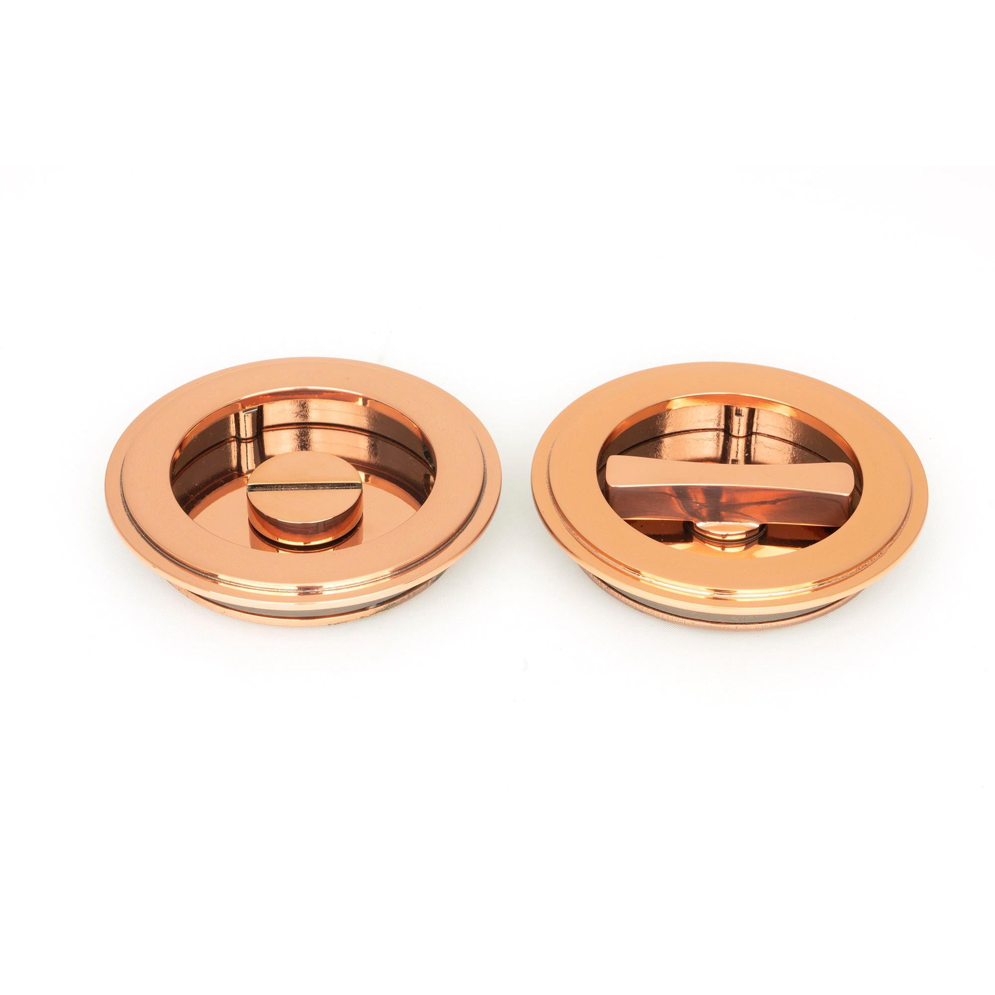 Polished Bronze 75mm Art Deco Round Pull - Privacy Set | From The Anvil - Cabinet Pulls - From The Anvil - Yester Home