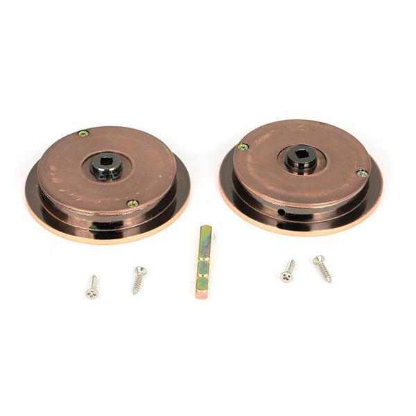 Polished Bronze 75mm Plain Round Pull - Privacy Set | From The Anvil-Cabinet Pulls-Yester Home