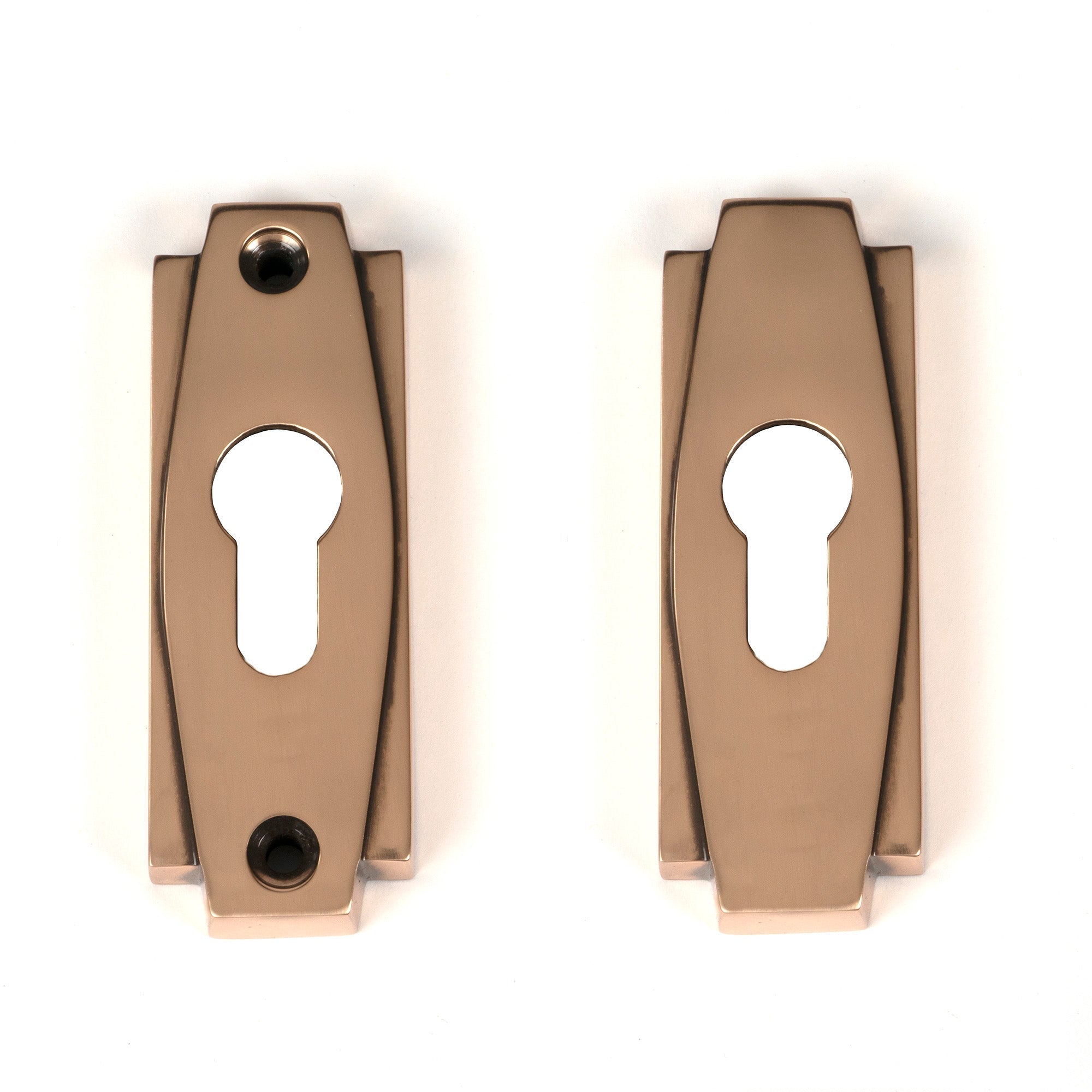 Polished Bronze Art Deco Euro Escutcheon (Set) | From The Anvil-Euro Escutcheons-Yester Home