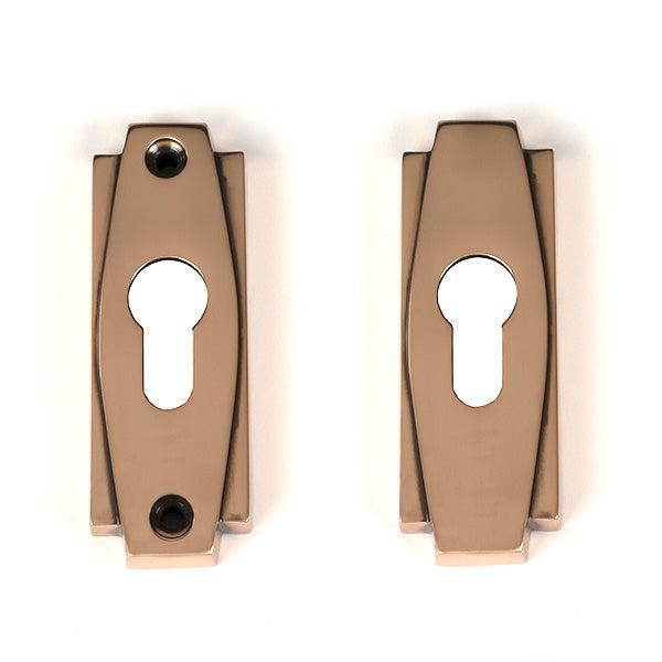 Polished Bronze Art Deco Euro Escutcheon (Set) | From The Anvil-Euro Escutcheons-Yester Home