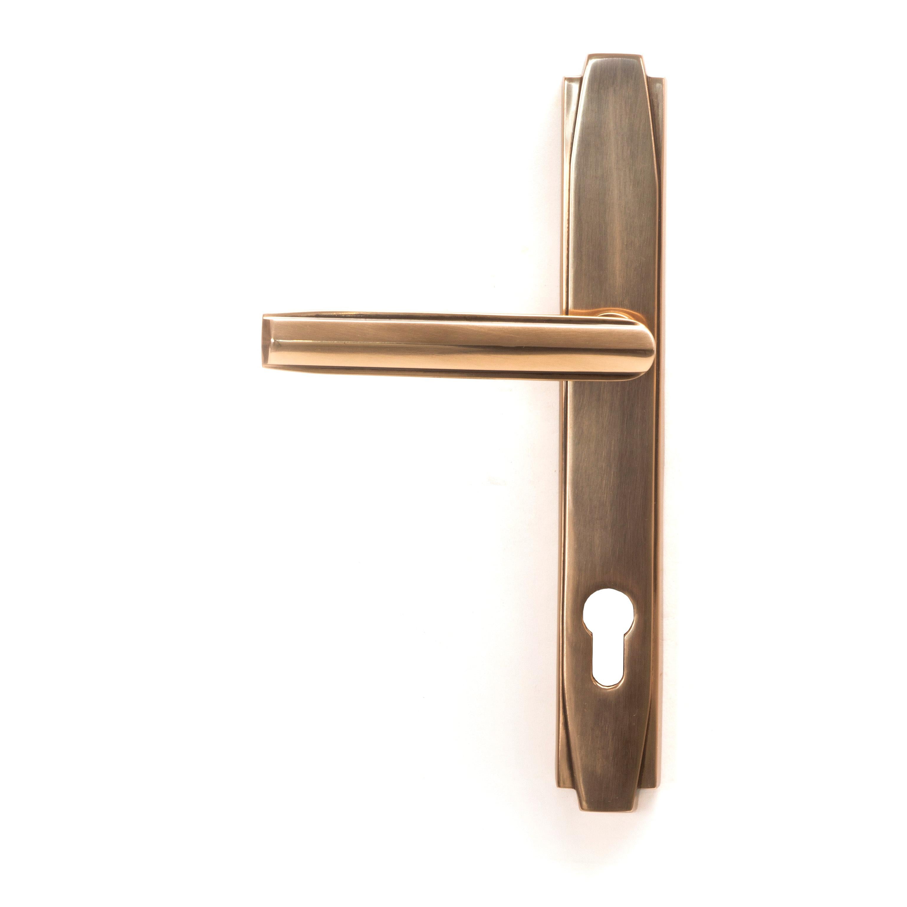 Polished Bronze Art Deco Slimline Lever Espag. Lock Set | From The Anvil - Espagnolette - From The Anvil - Yester Home