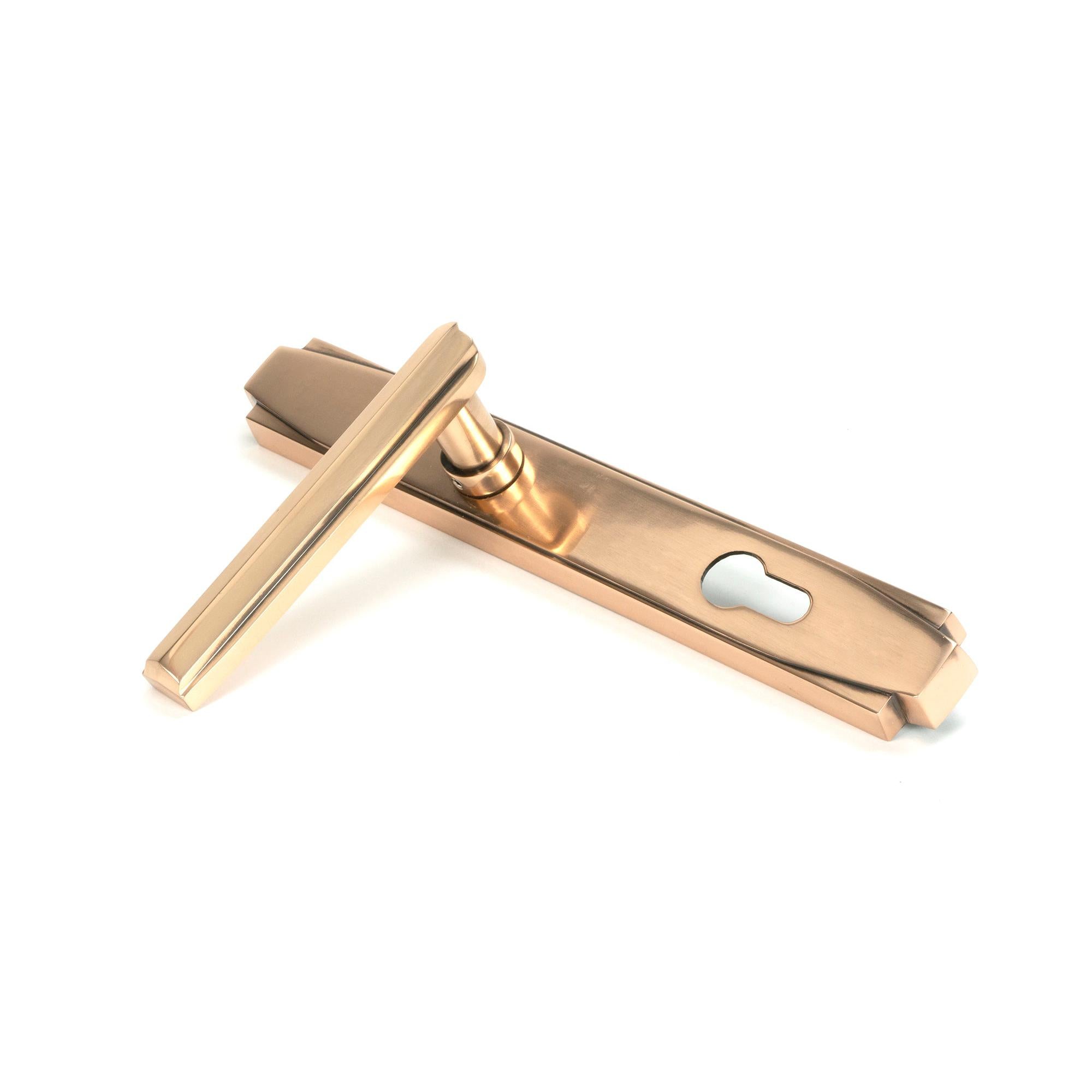 Polished Bronze Art Deco Slimline Lever Espag. Lock Set | From The Anvil - Espagnolette - From The Anvil - Yester Home
